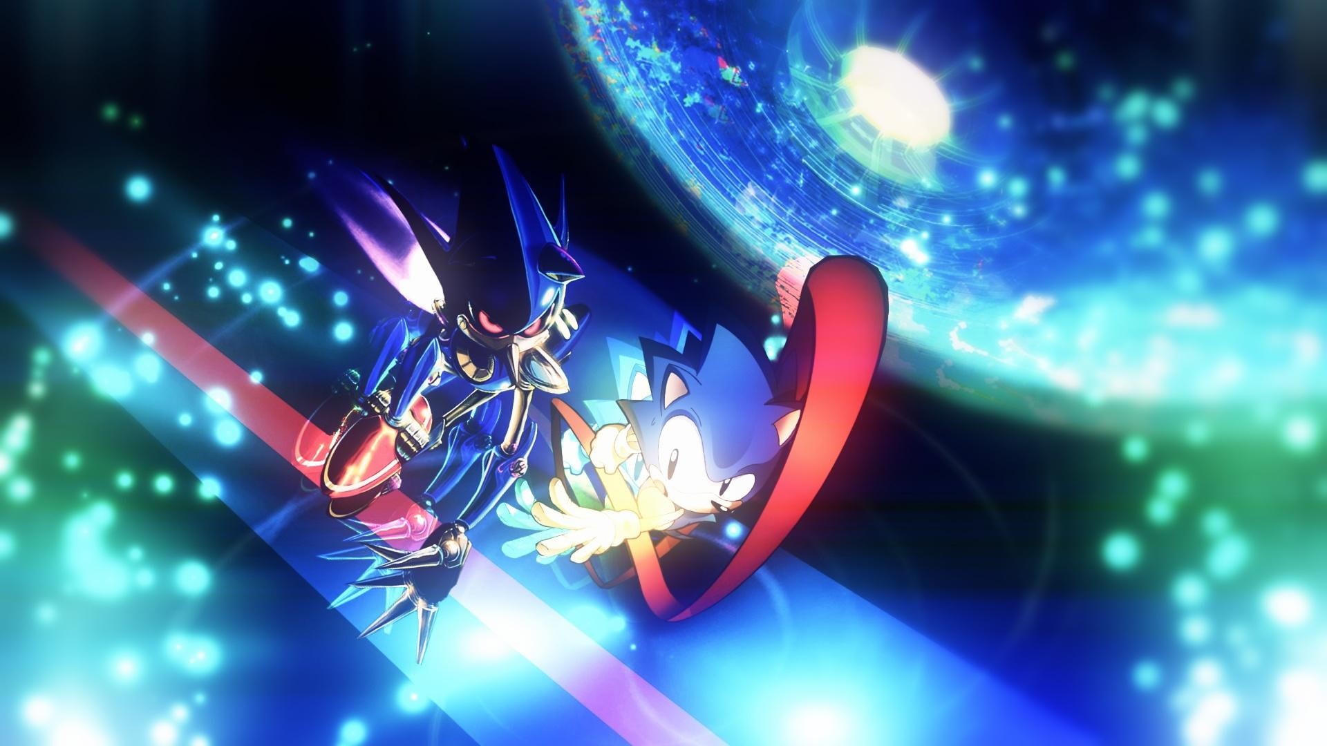 1920x1080, metal, sonic the hedgehog, painting, 1080P, games, sonic, HD Wallpaper
