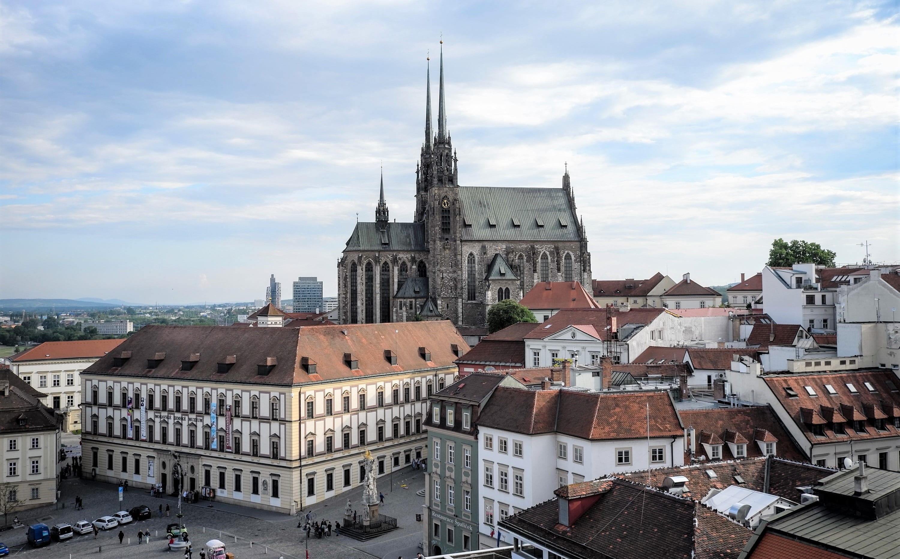 cz, travel, city, europe, church, old, surrounded, houses, old town, capital, building, dom, town, travel destinations, spirituality, belief, cathedral, HD Wallpaper
