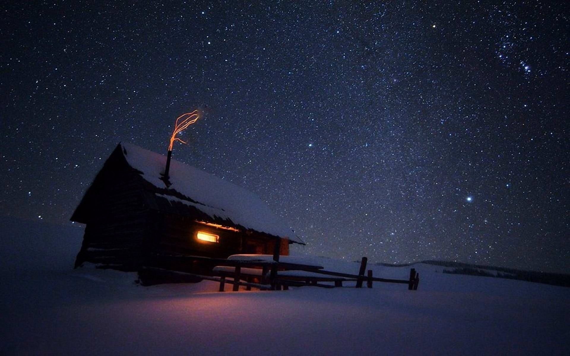 astronomy, wooden, illuminated, nature, tranquil scene, cold temperature, scenics - nature, winter, no people, brown, night, infinity, snow, planet, space, HD Wallpaper
