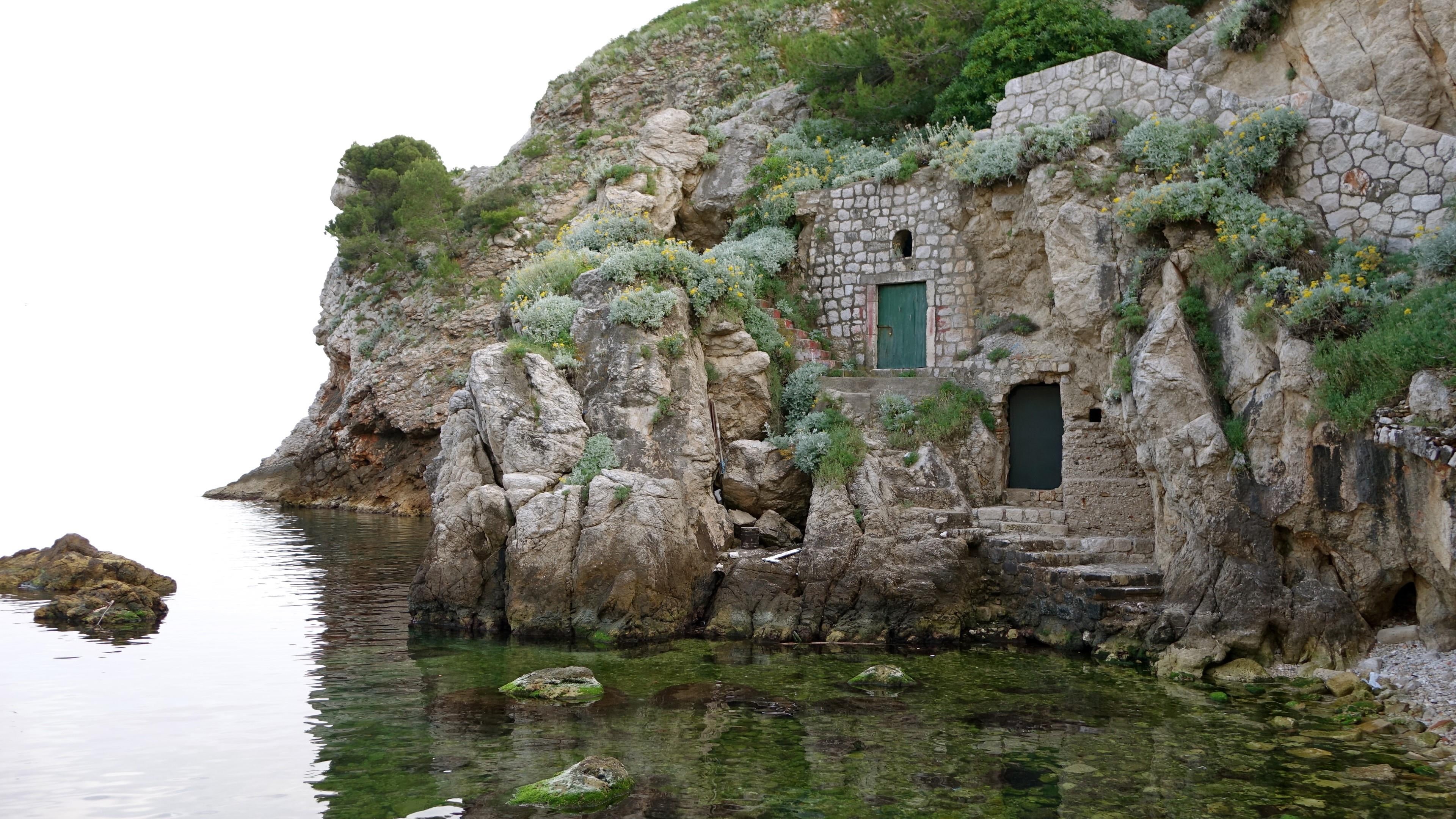 headland, tranquility, dubrovnik, lovrijenac fort, wall, day, fort, kolorina bay, nature, tree, fortification, outdoors, kolorina, clear sky, architecture, HD Wallpaper
