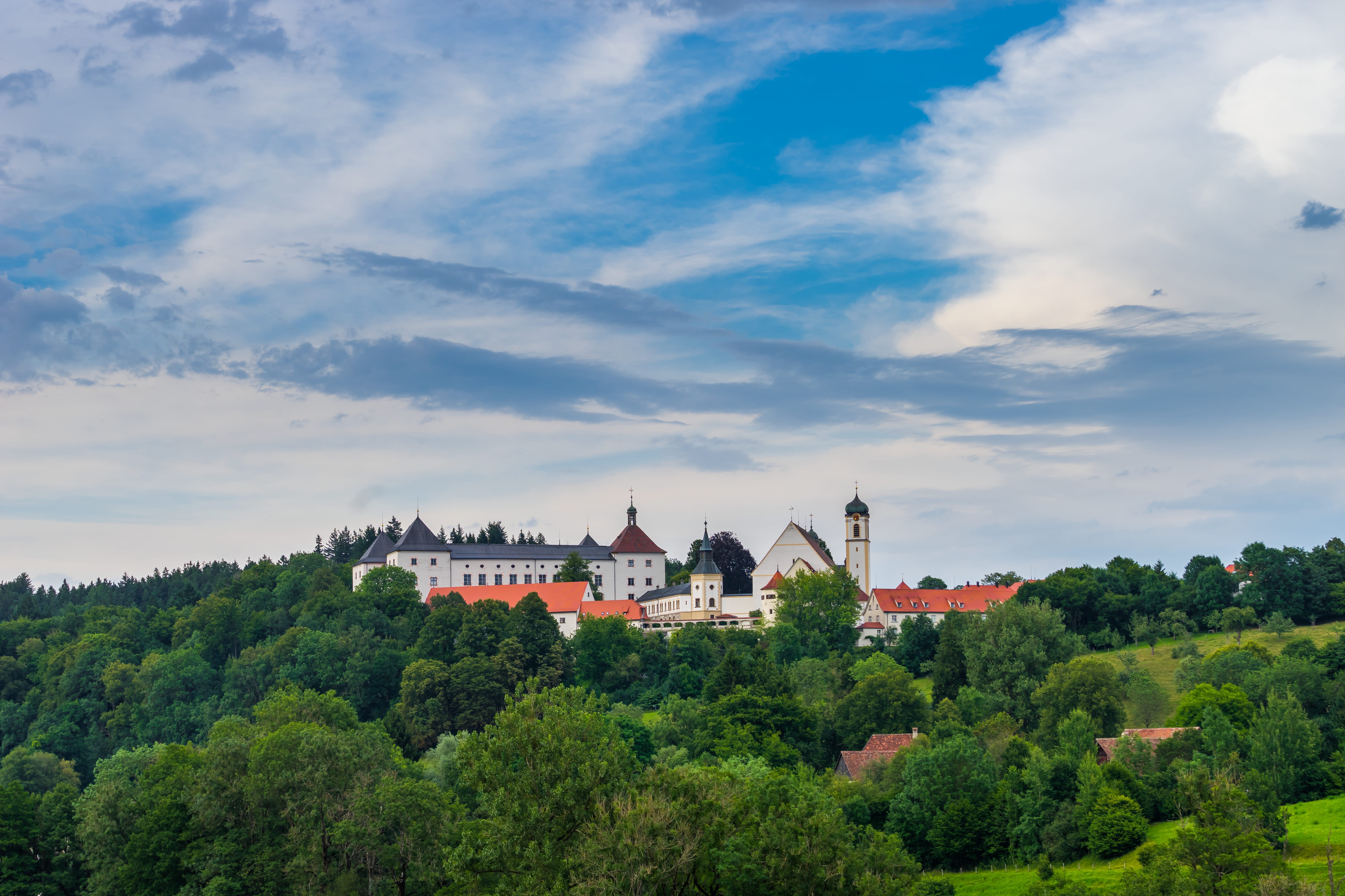 travel destinations, beauty in nature, sky, residential district, white, Landscape, cloud - sky, germany, no people, outdoors, 5K, history, Summer, buildings, HD Wallpaper