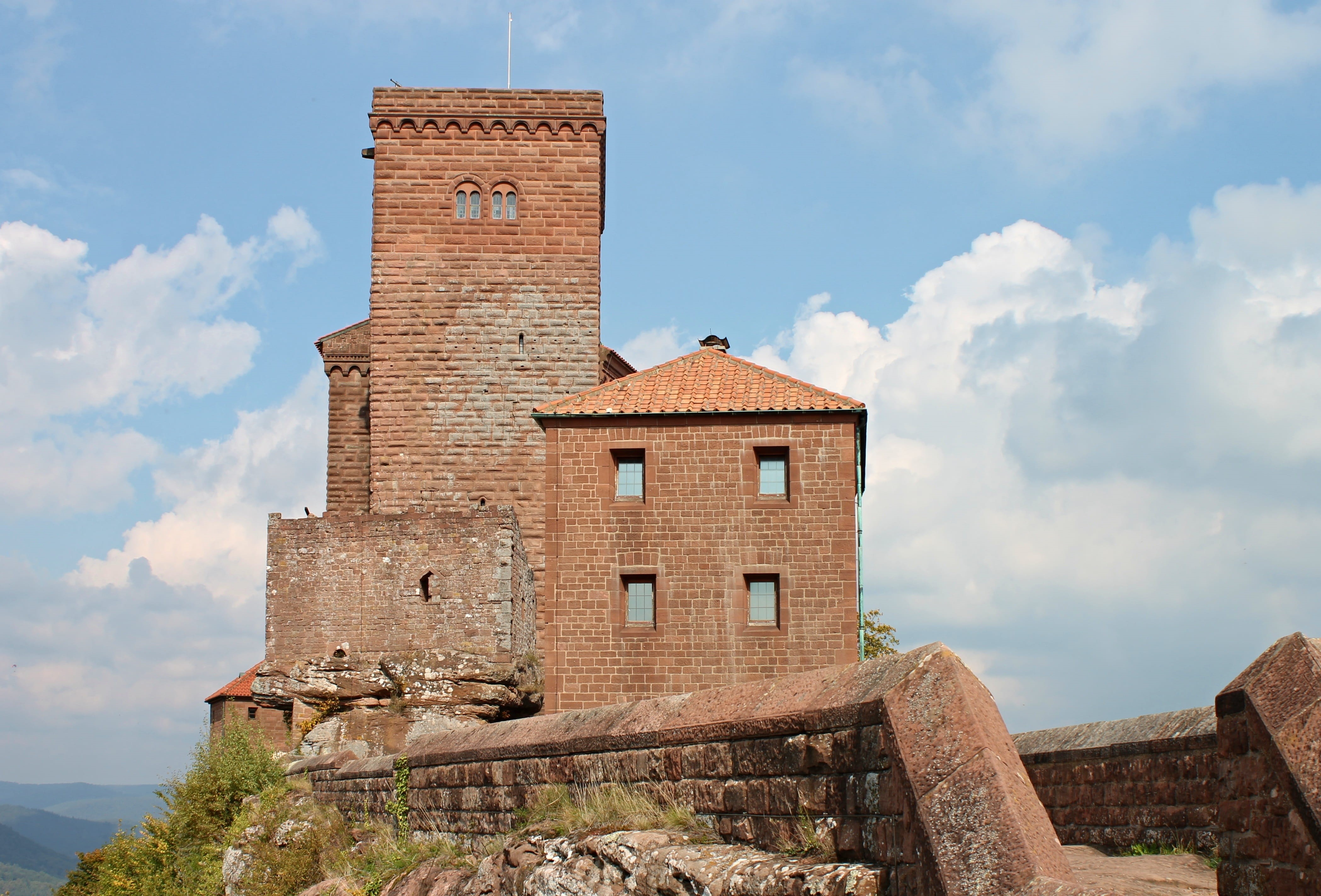 imperial castle, tower, low angle view, historically, fortress, architecture, built structure, daytime, rock, wall, the past, building exterior, blue, enormous, HD Wallpaper