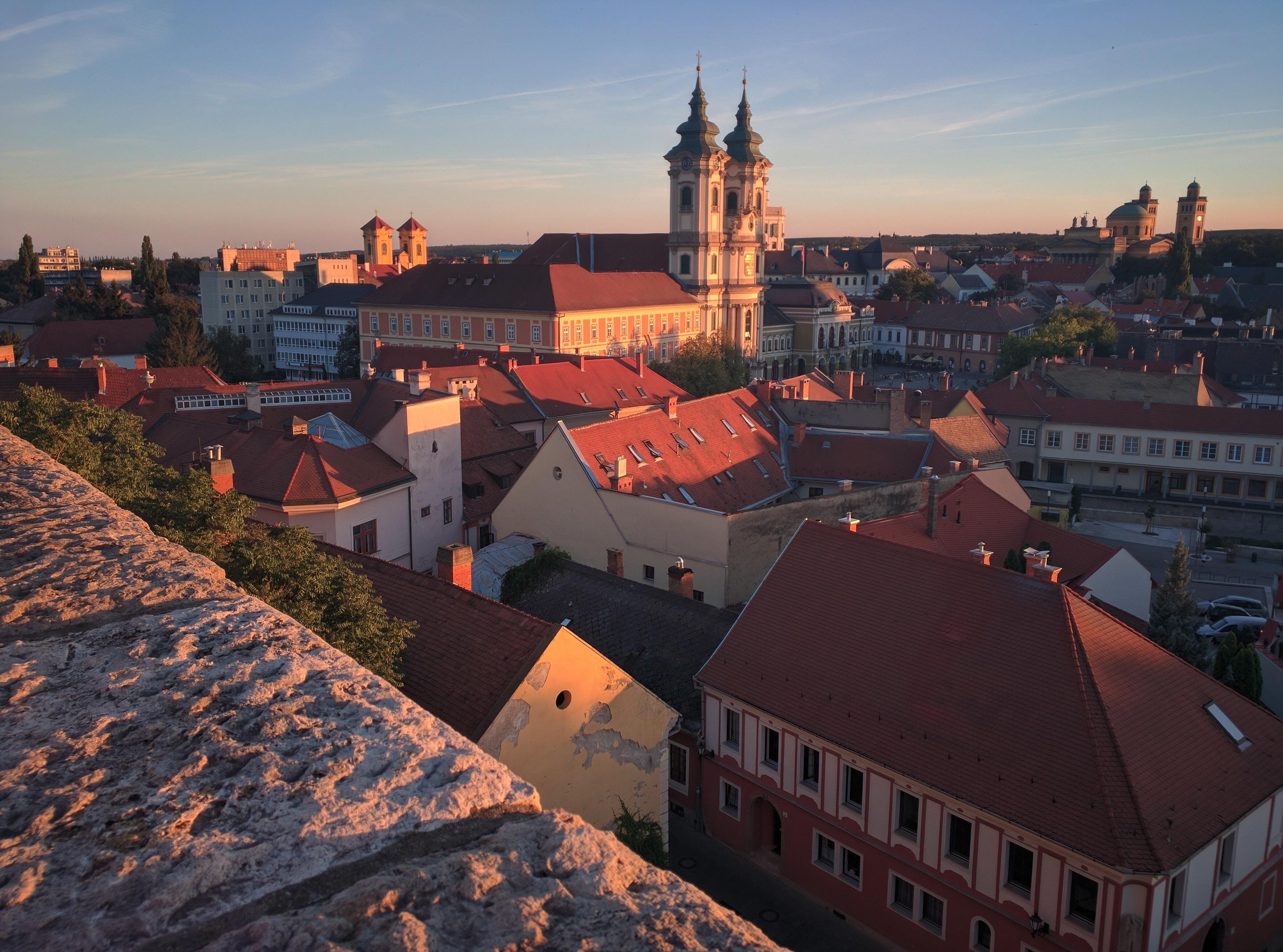 Eger, tower, temple, 1552, castle, historical, turkish, medieval, townscape, blue, cityscape, eastern, hill, built Structure, magyar, nature, construction, HD Wallpaper