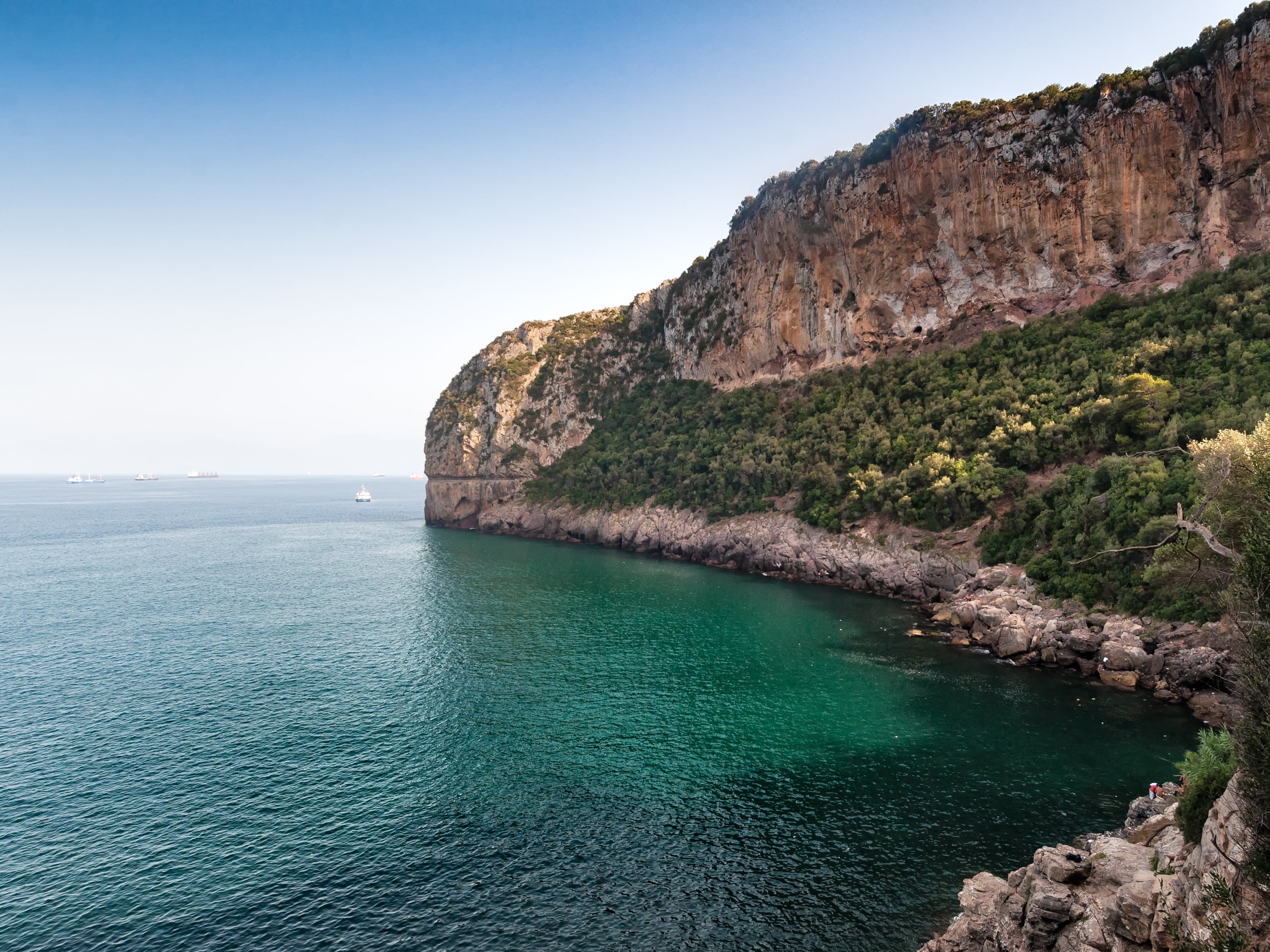 tranquil scene, booked, sea, summer, algerie, bejaia, scenics - nature, tranquility, formation, idyllic, horizon over water, no people, cliff, rock - object, HD Wallpaper