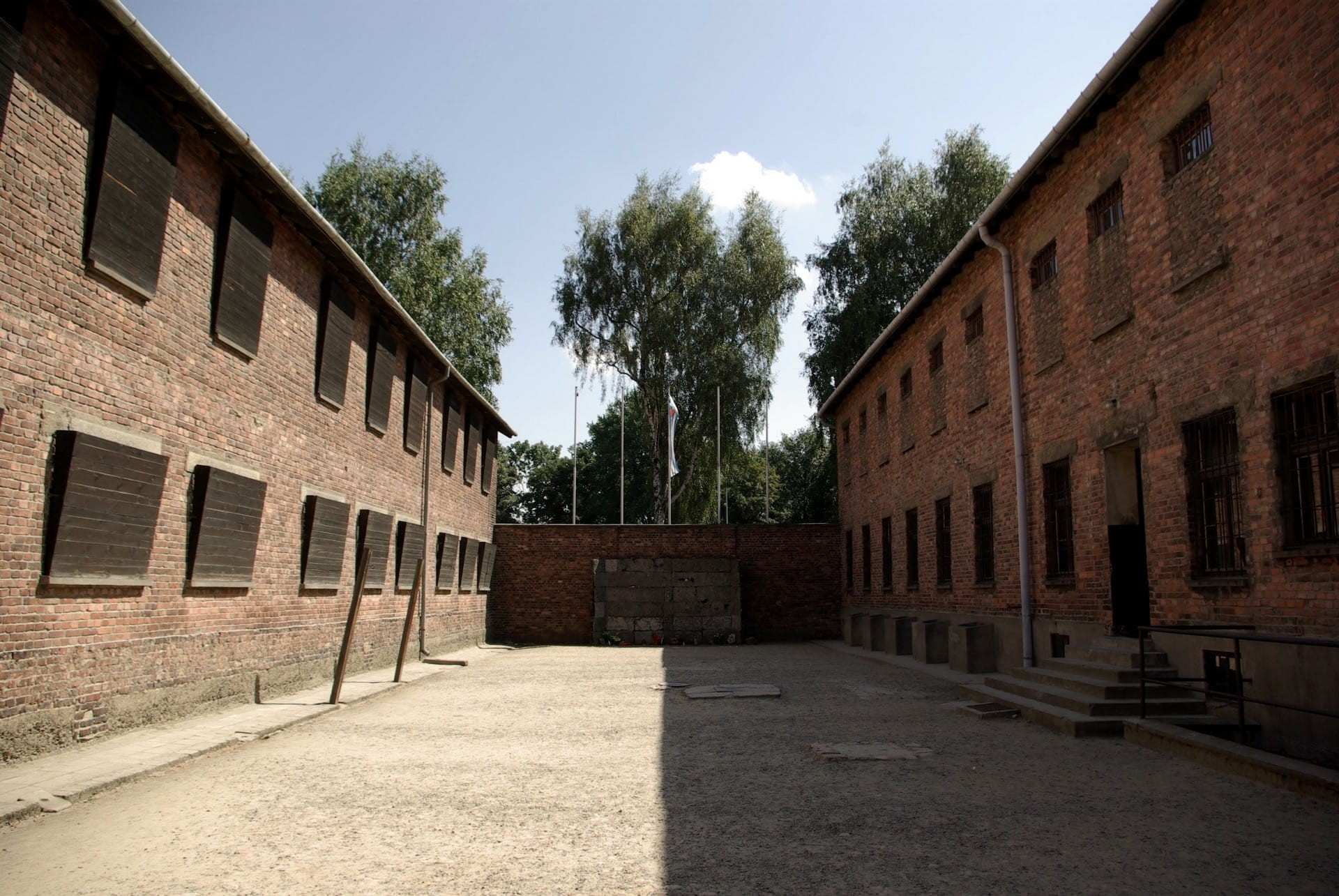 architecture, camp, residential district, memorial, danger, shooting, 1080P, sunlight, executed, auschwitz-birkenau, building exterior, built structure, HD Wallpaper