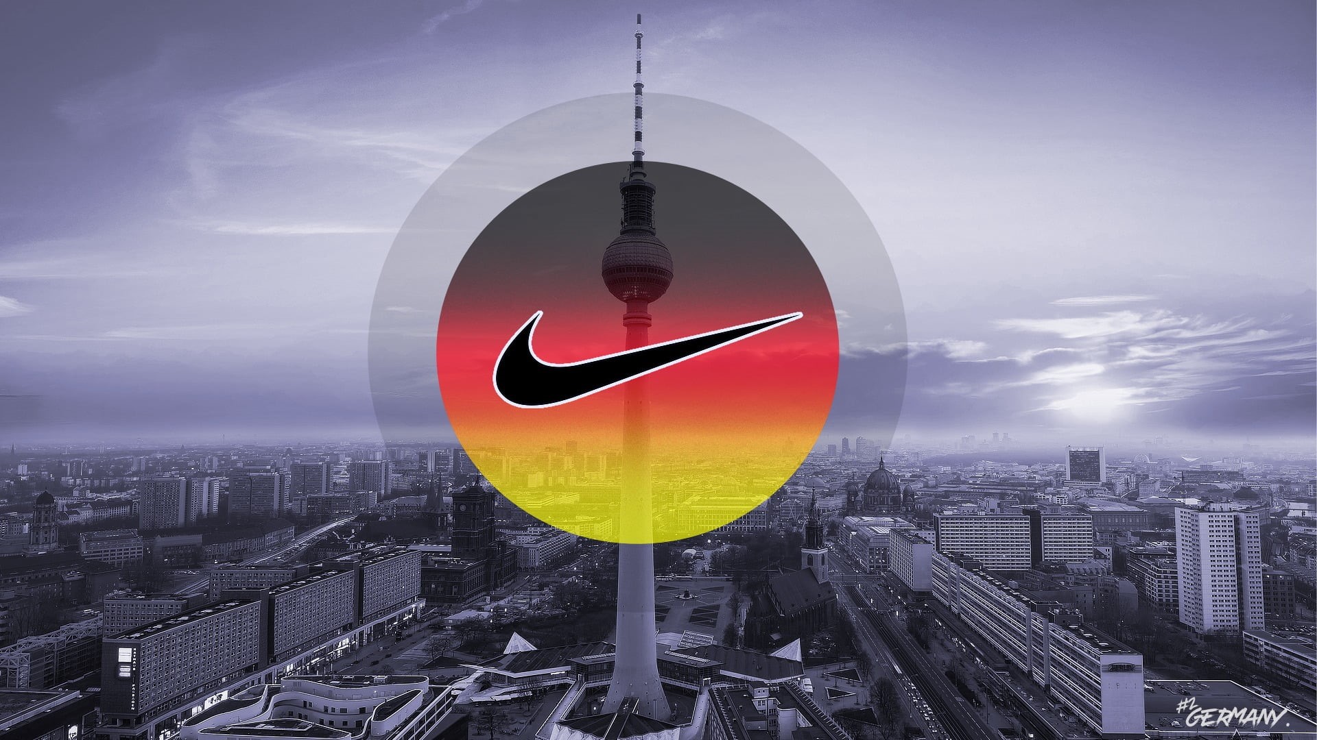 skyscraper, urban skyline, Berlin, skyline, built structure, tower, shape, Germany, geometric shape, digital composite, transportation, Nike, building, HD Wallpaper