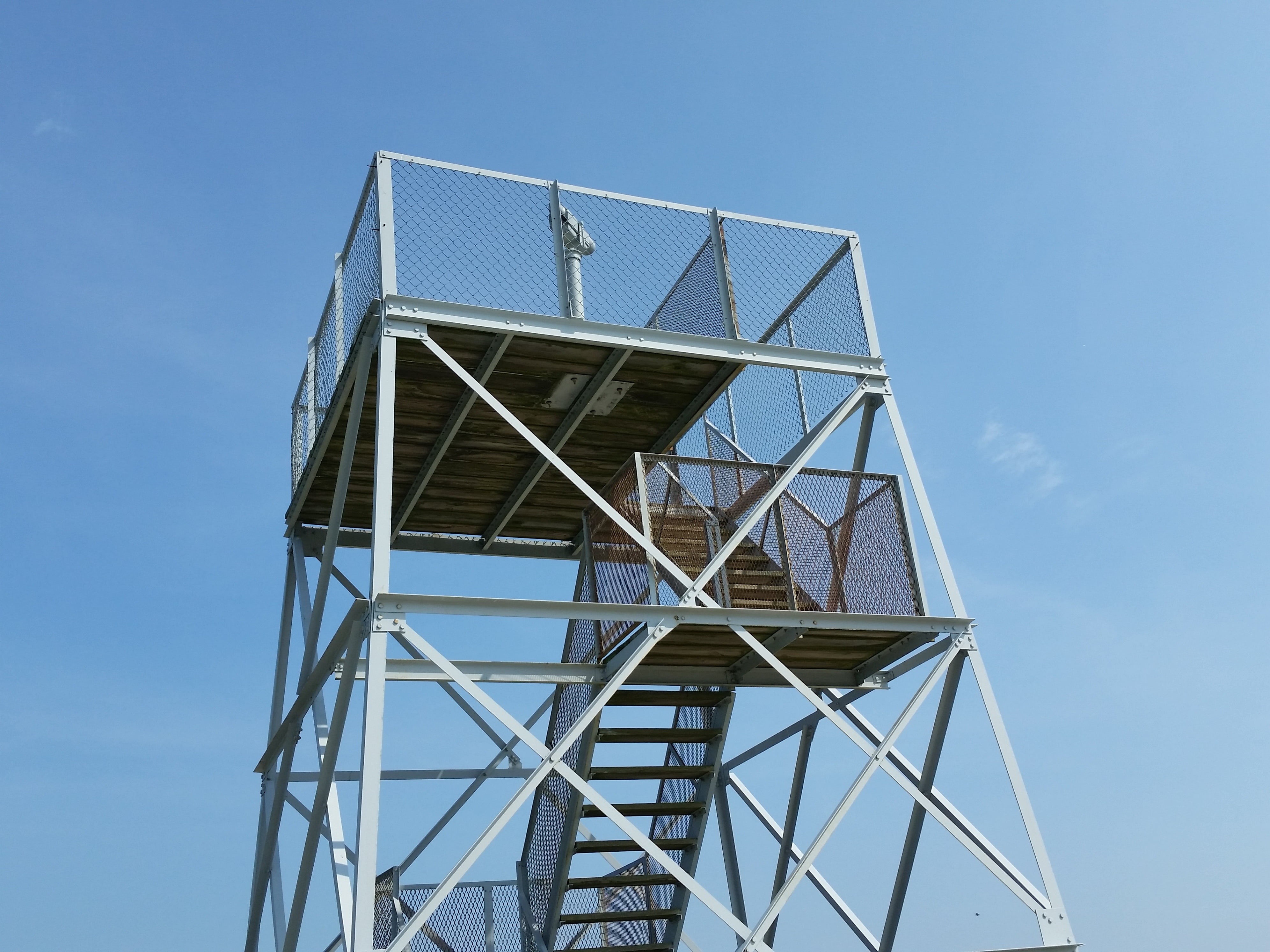 no people, fuel and power generation, building exterior, built structure, low angle view, 4K, tower, blue, outdoors, watchtower, stairs, day, metal, clear sky, HD Wallpaper