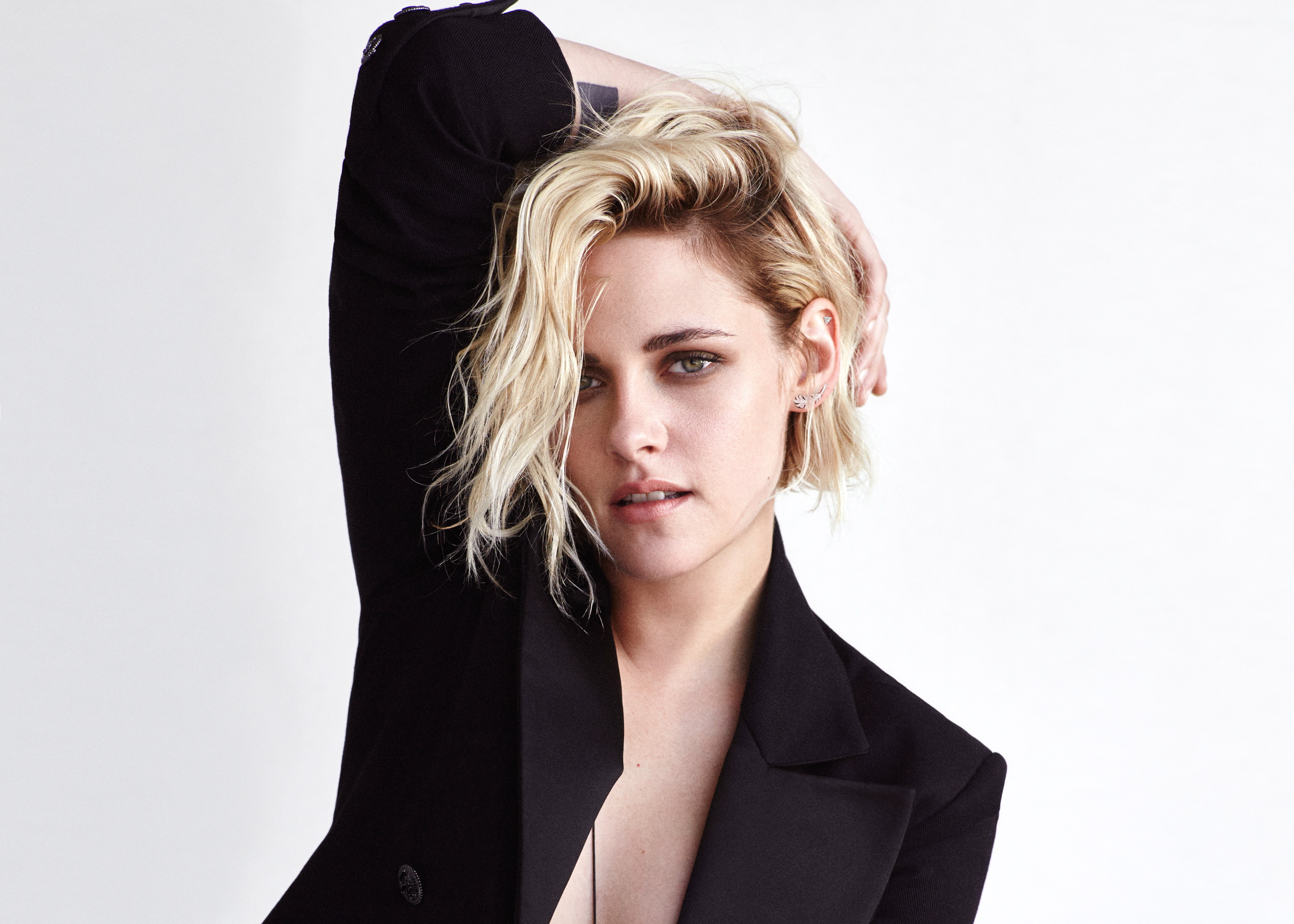 4K, Kristen Stewart, 4K, jacket, black, HD, woman, photo, HD Wallpaper