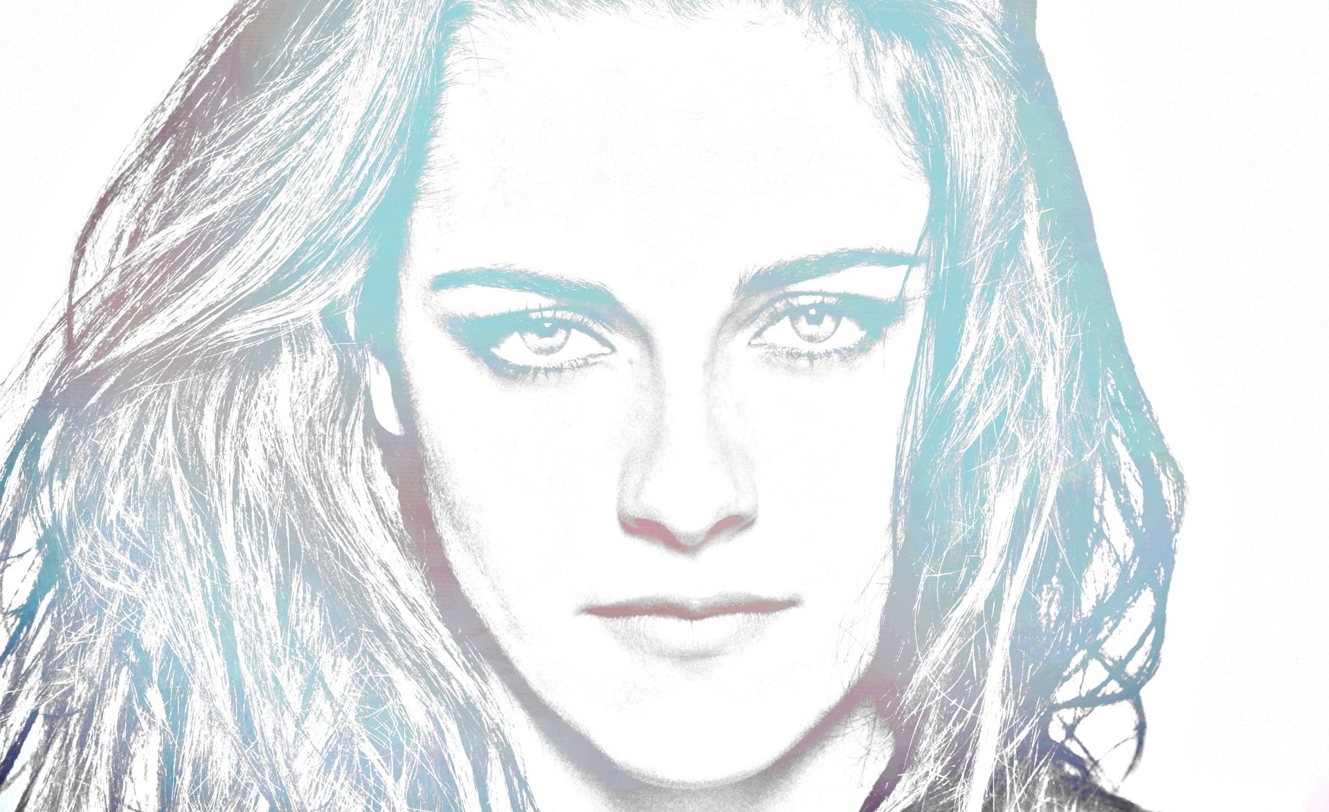 Kristen Stewart, human face, 1080P, white background, contemplation, close-up, looking at camera, human body part, hairstyle, women, body part, hair, indoors, HD Wallpaper