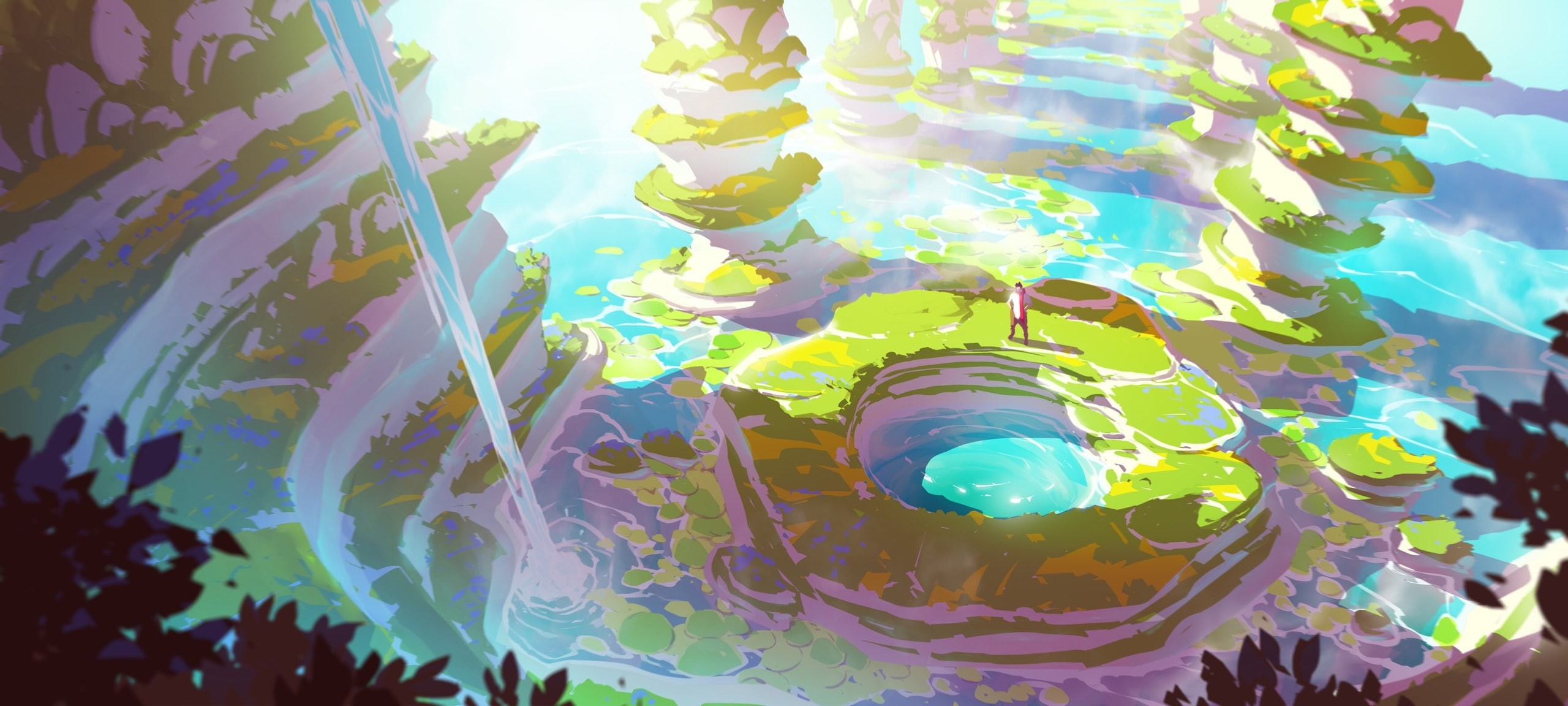 outdoors, nature, Duelyst, marine, concept art, artwork, blue, no people, reflection, pool, swimming pool, leaf, sea, swimming, close-up, backgrounds, glass - material, HD Wallpaper
