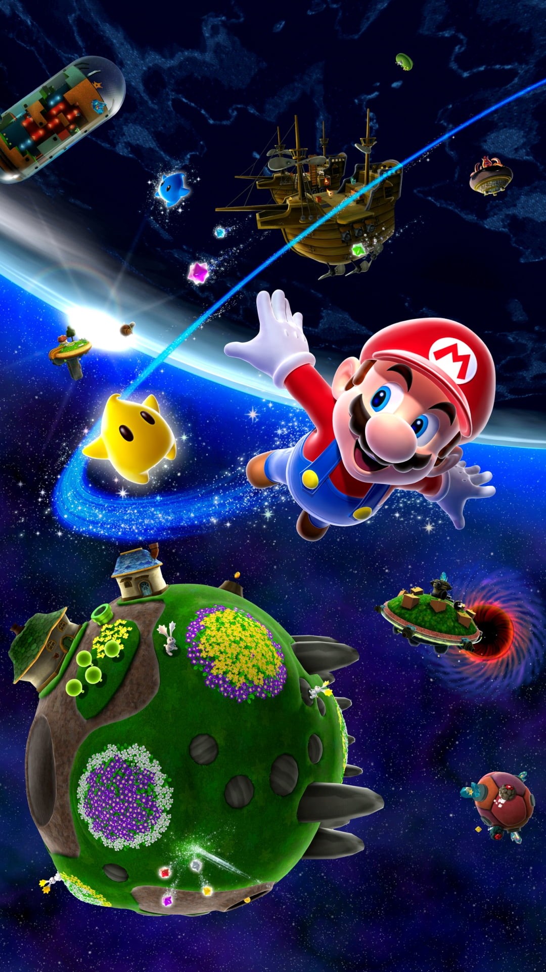 swimming, 1080P, representation, mario, sea, game, vertebrate, galaxy, Games, animals in the wild, human representation, digital composite, toy, nature, Phone HD Wallpaper