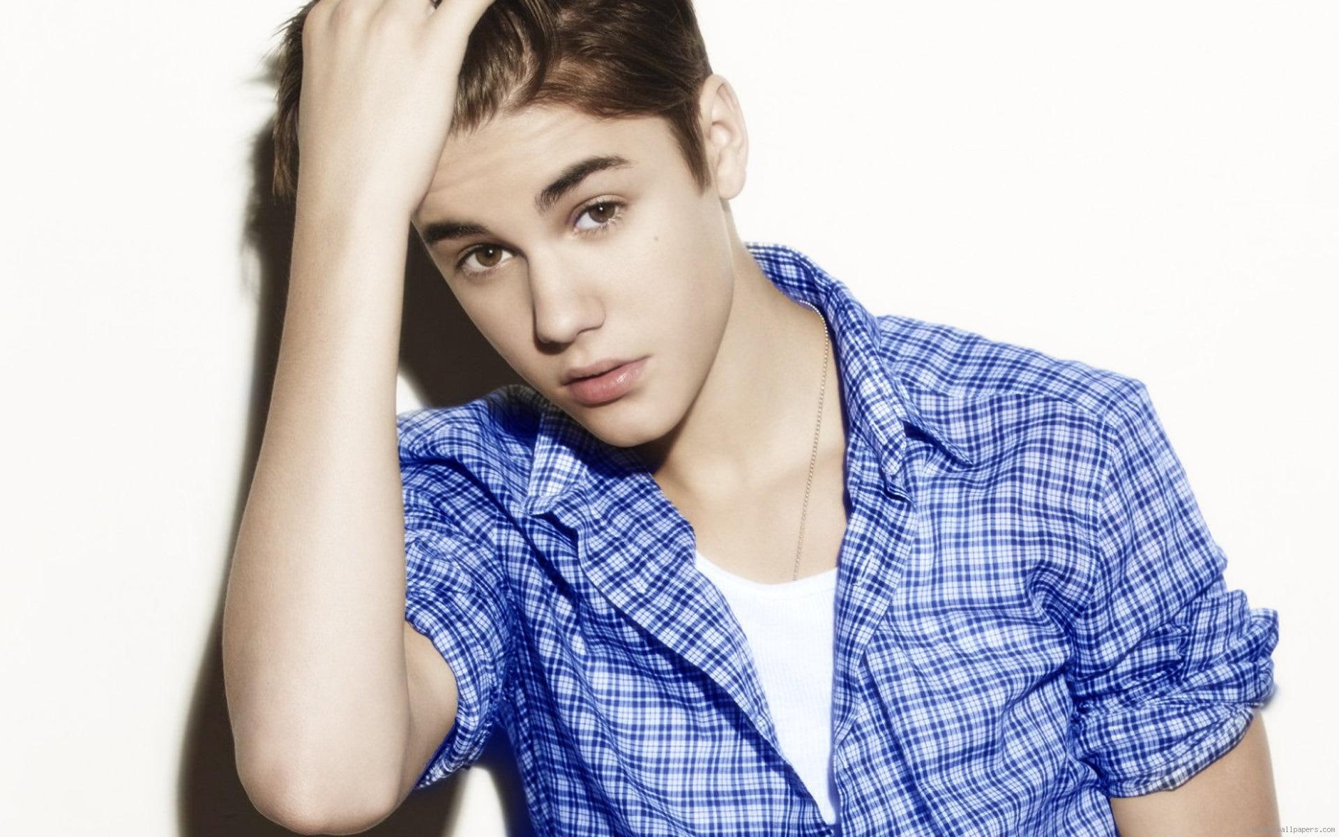 shirt, music, singer, celebrity, 1080P, bieber, blue, justin, HD Wallpaper