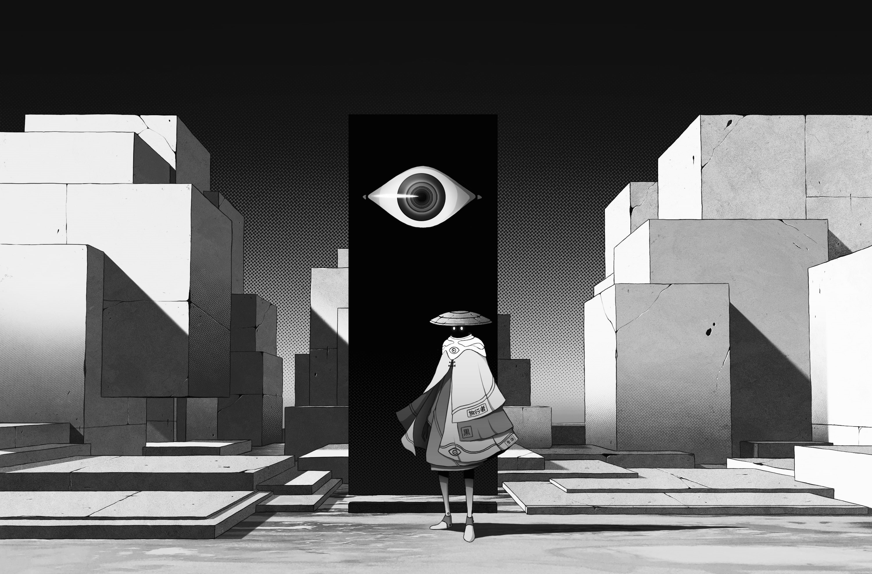 Watcher, digitalart, graphicdesign, real people, women, Character, lifestyles, nature, observing, adult, one person, sunlight, full length, surreal, built structure, HD Wallpaper