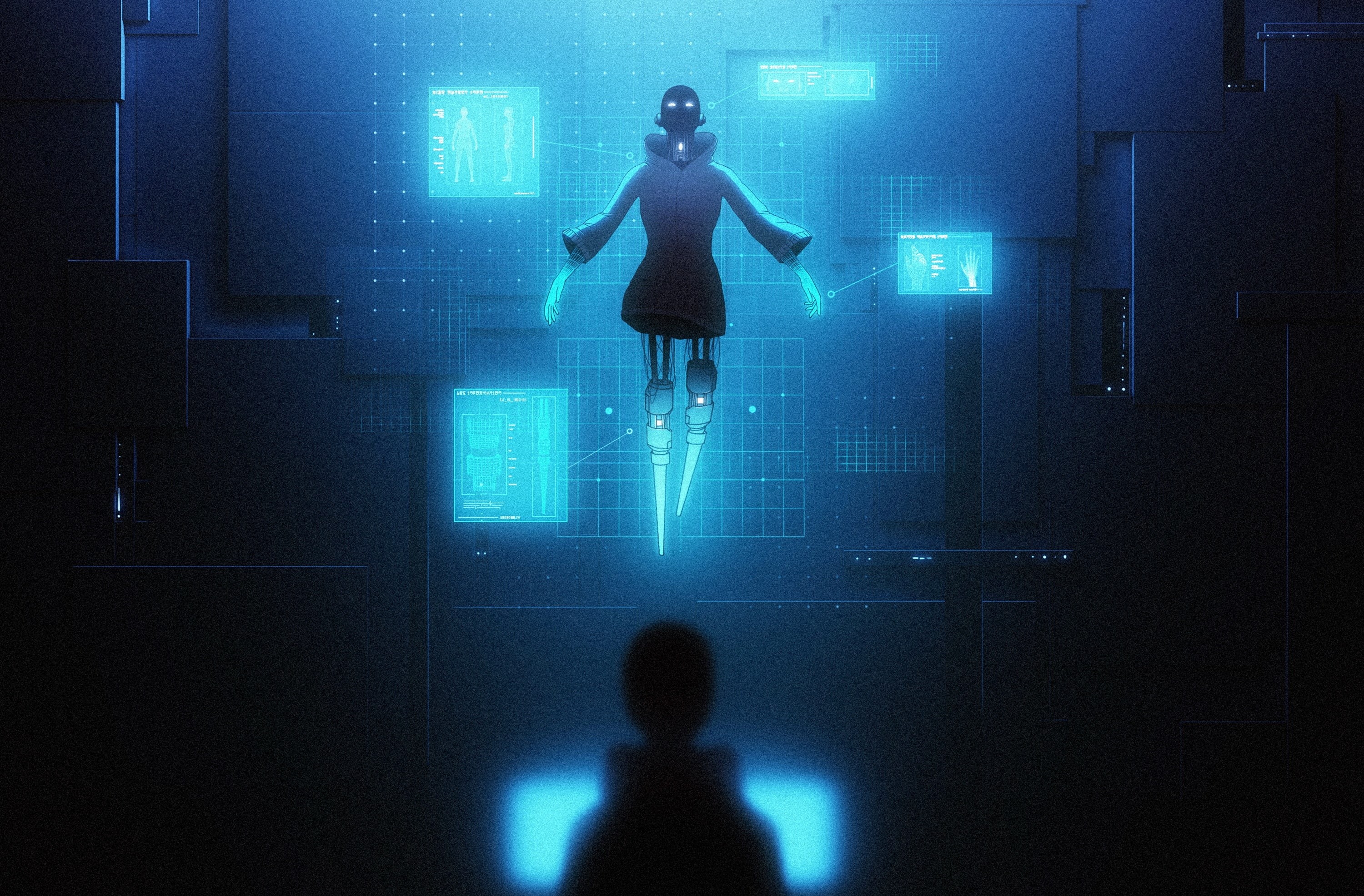 leisure activity, Aero, one person, digitalart, glass - material, real people, animals in captivity, indoors, robots, building, cartoon, 2K, silhouette, HD Wallpaper