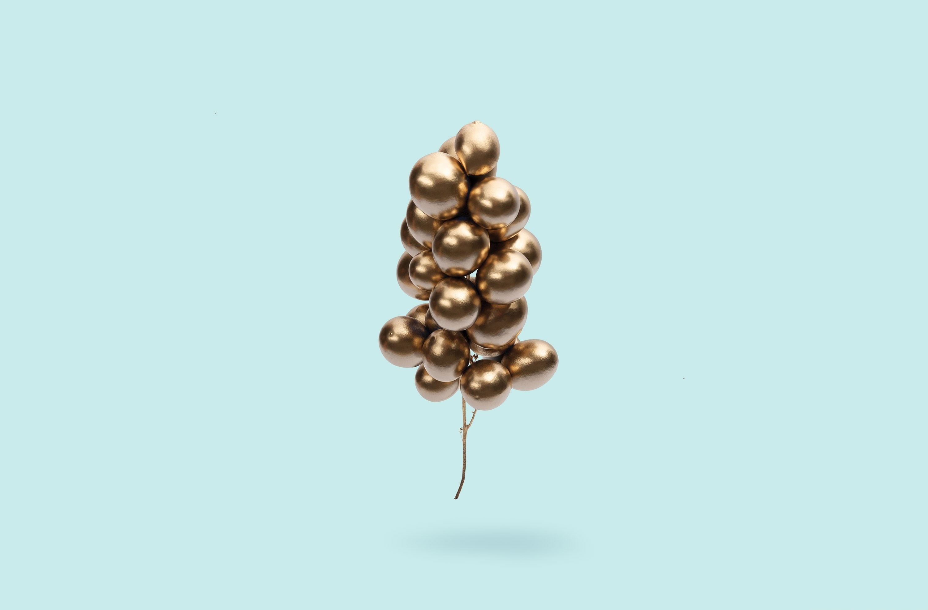 Minimalist, Fruit, Golden, Background, Balloons, Minimalism, graphicdesign, Food and Drink, Creative, 2K, Gold, Design, Grape, HD Wallpaper