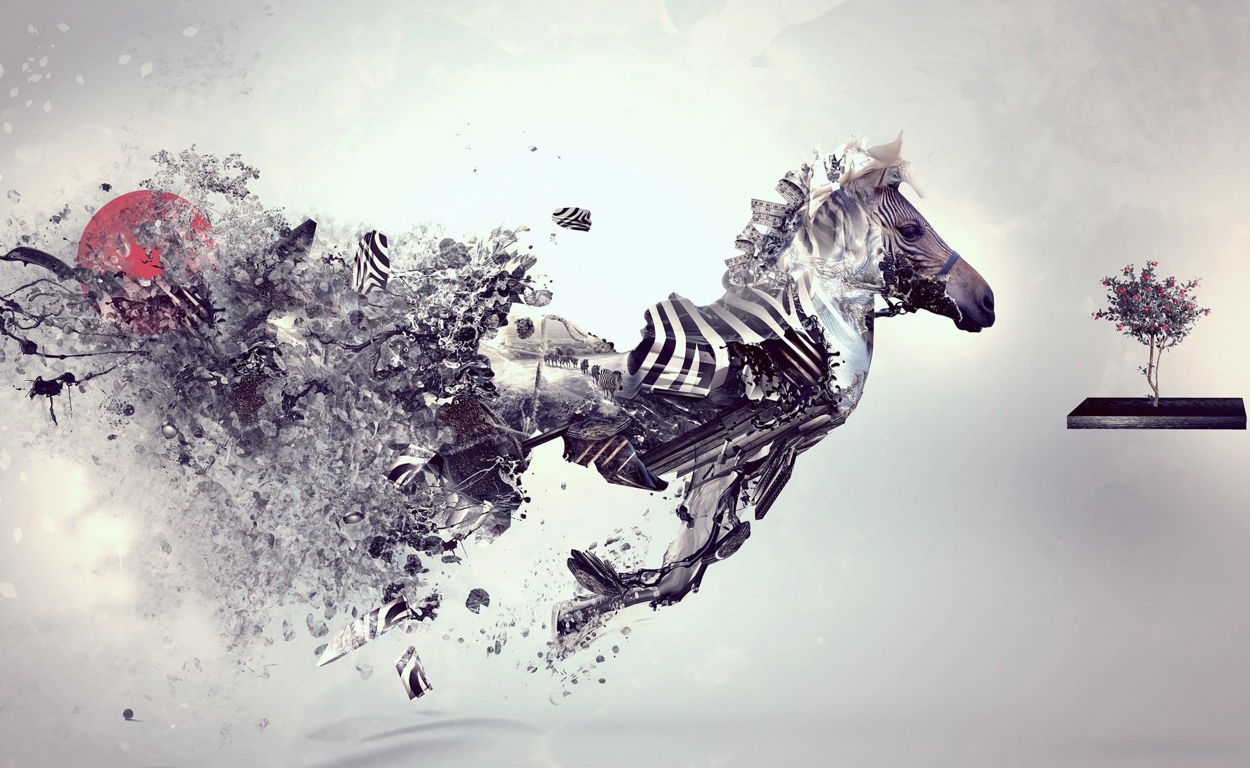 sculpture, outdoors, ice, bird, water, animal themes, winter, sky, no people, representation, Abstract, horse, digital composite, cold temperature, day, HD Wallpaper