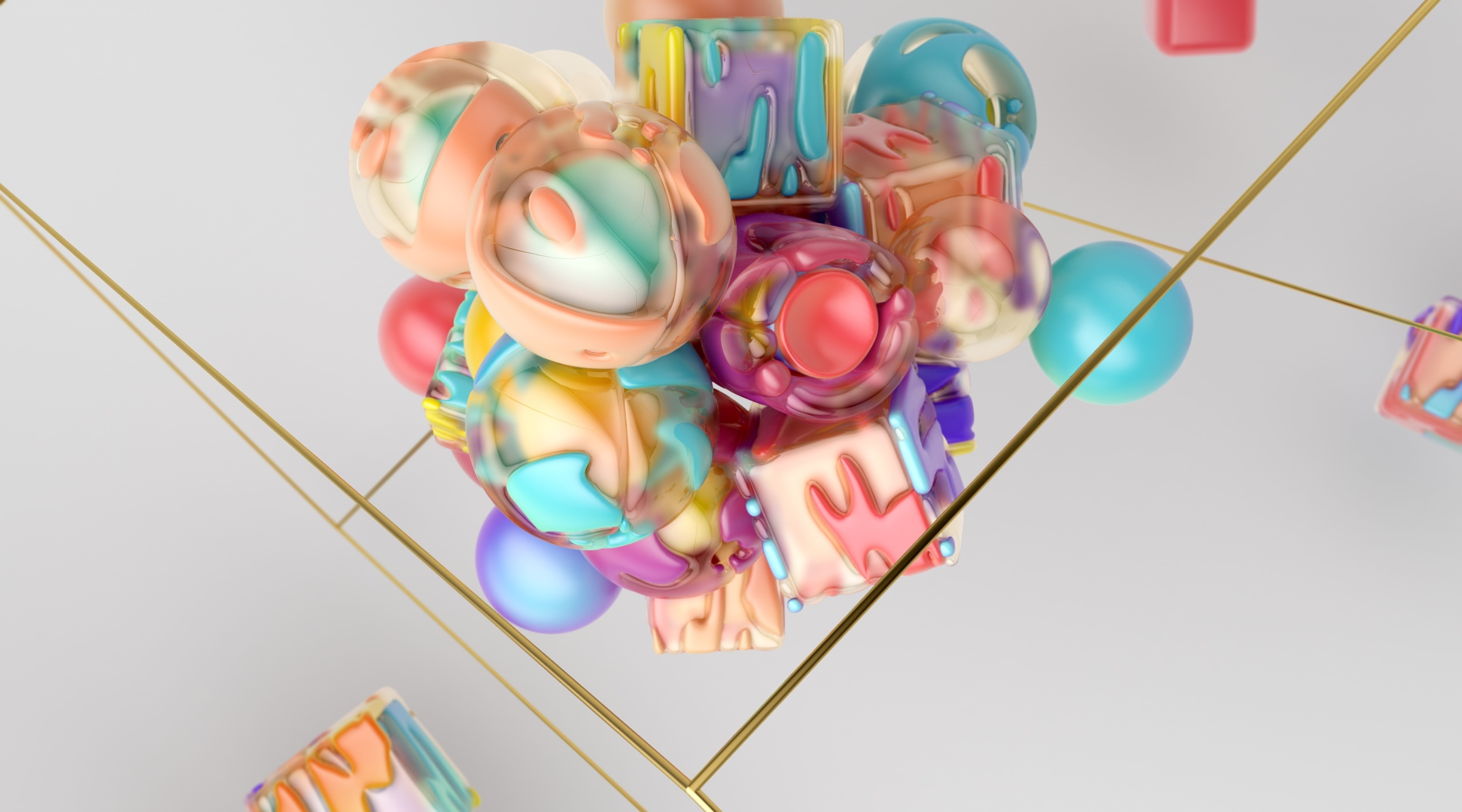 decoration, celebration, white background, multi colored, positive emotion, 4K, Round, large group of objects, high angle view, spheres, fun, 3D, art, HD Wallpaper