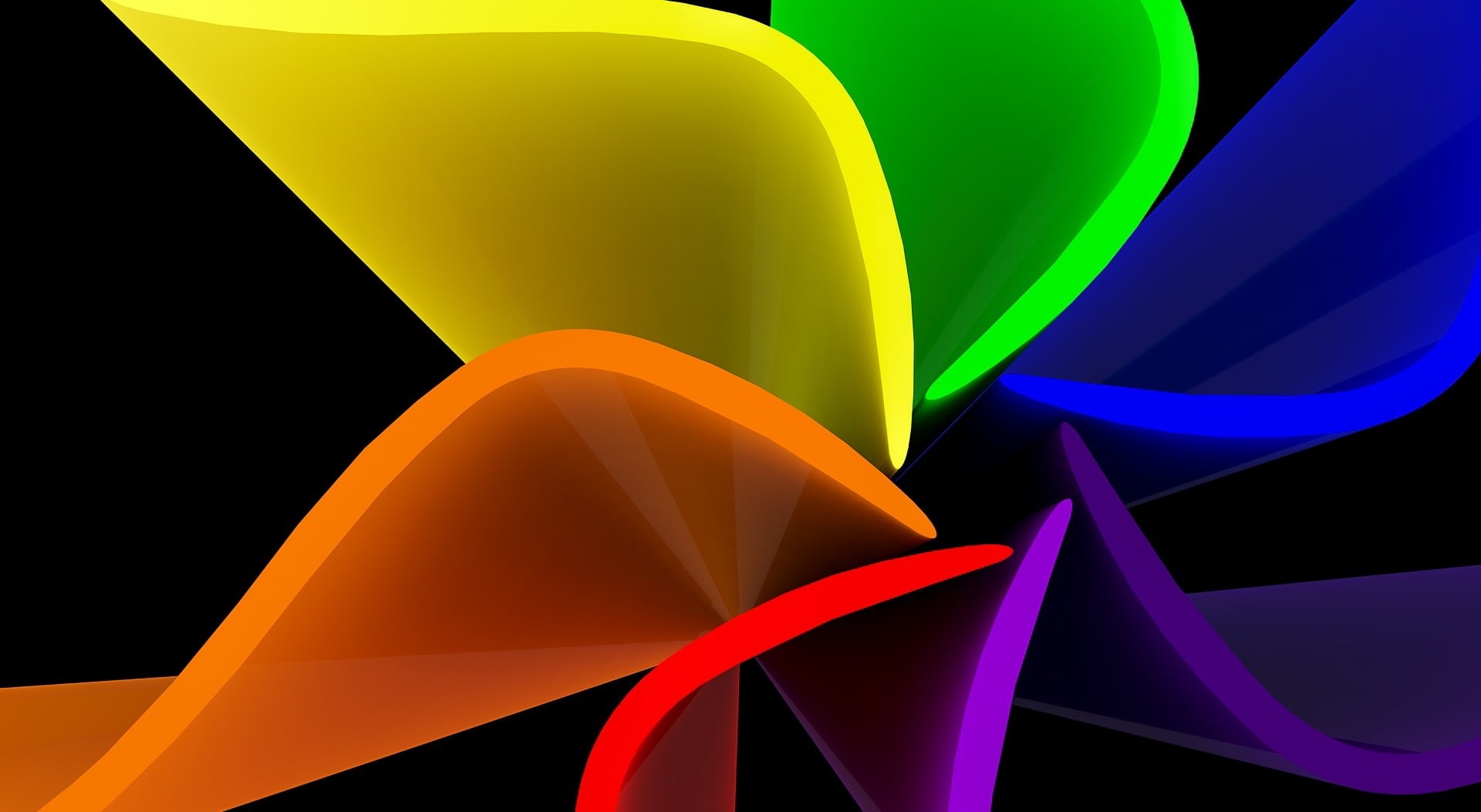 light - natural phenomenon, Aero, Artistic/3D, abstract backgrounds, multicolored, art, green color, geometric shape, d, black background, Colorful, HD Wallpaper