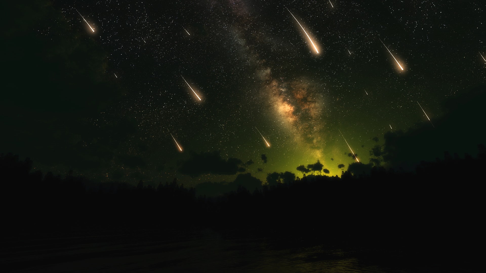 hd, galaxy, 1080P, dark, meteor, asteroids, night, shower, space, HD Wallpaper