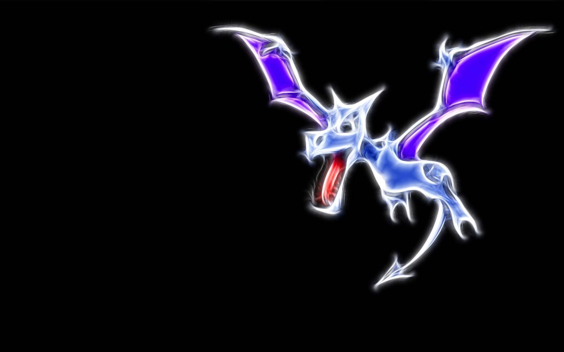 illustration, minimalism, background, aerodactyl, pterodactyl, pokemon, black background, black, 1080P, HD Wallpaper