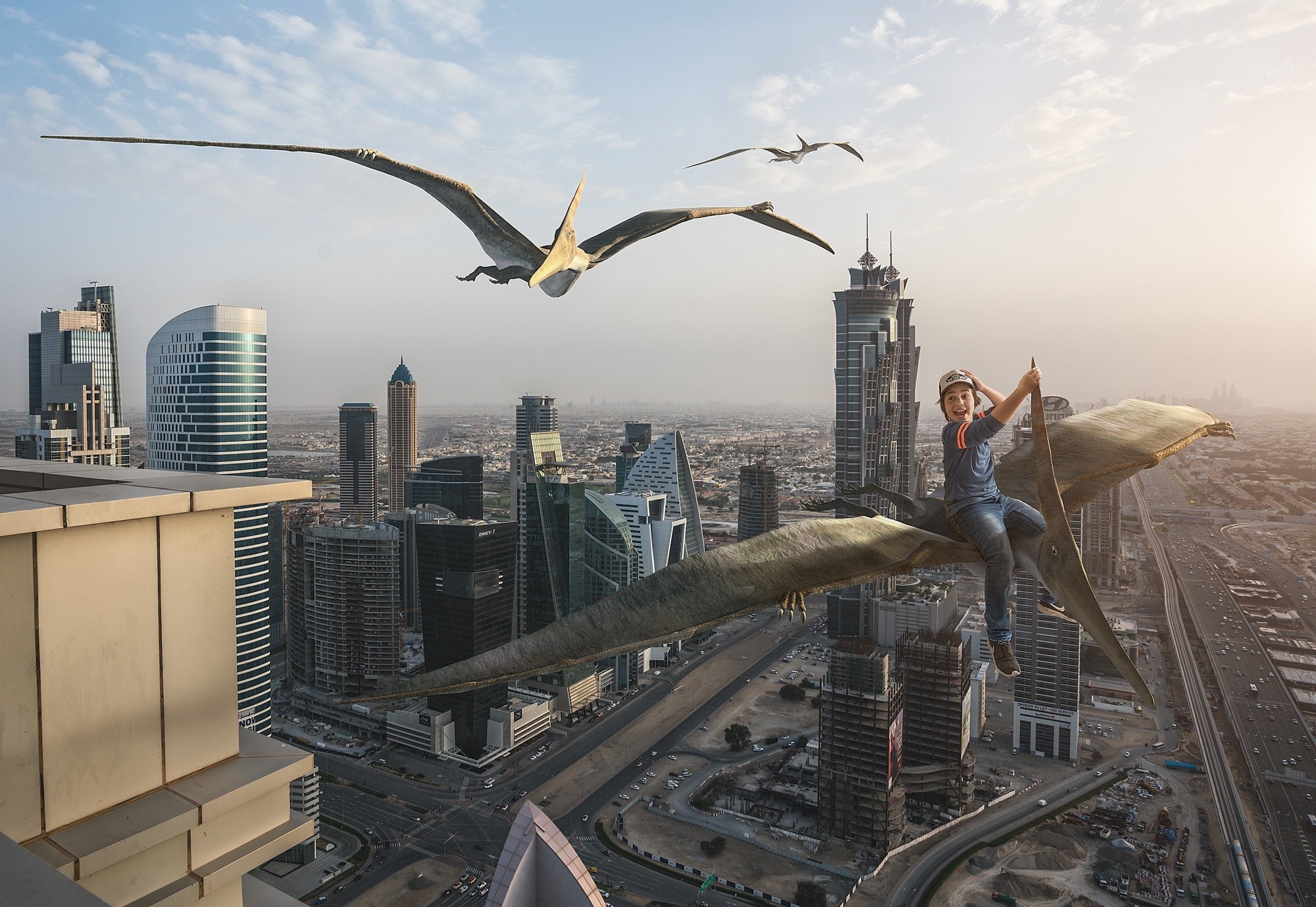 1080P, boy, child, Dubai, pterodactyls, flight, the city, top, HD Wallpaper