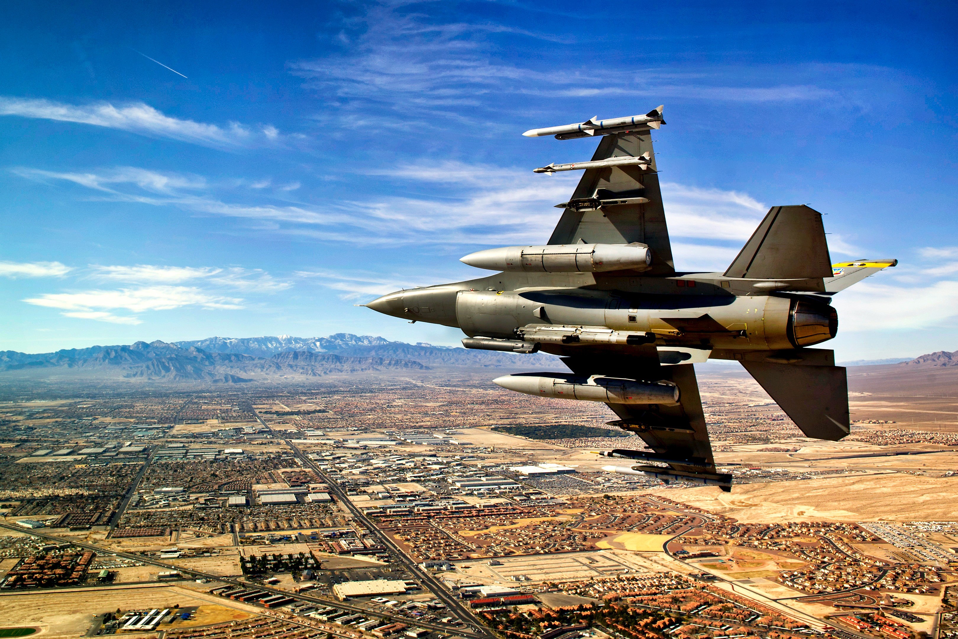 base, army, jet, cloud - sky, las vegas, outdoors, nature, scenic, nevada, military, air vehicle, jetfighter, 2K, aerospace industry, outside, no people, HD Wallpaper