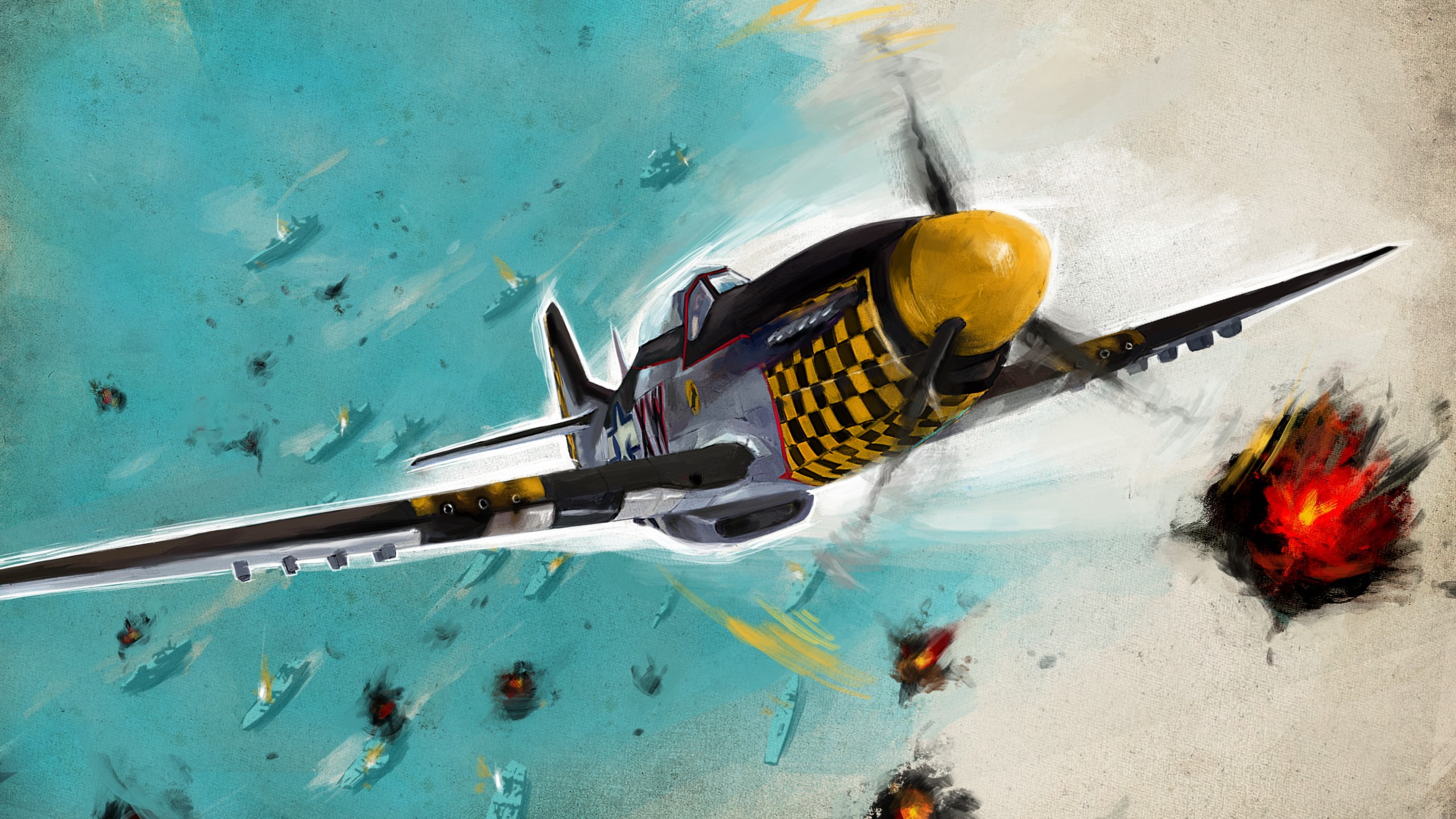 p, drawing, 51, hd, fighter, illustration, digital/artwork, mustang, 2K, plane, airplane, jet, HD Wallpaper