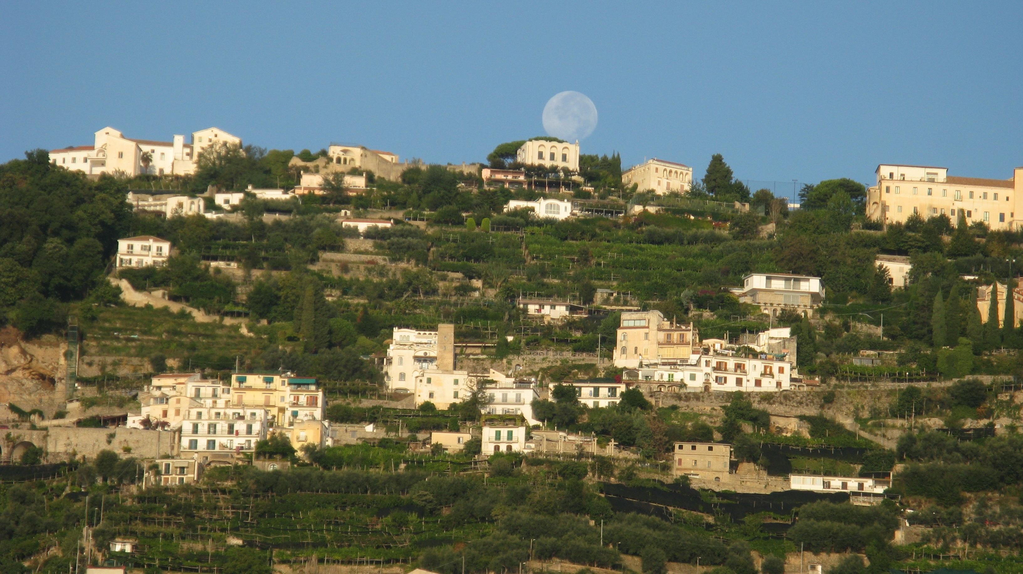 walled, building, amalfi, 2K, amalficoast, fullmoon, italy, beige, summer, HD Wallpaper