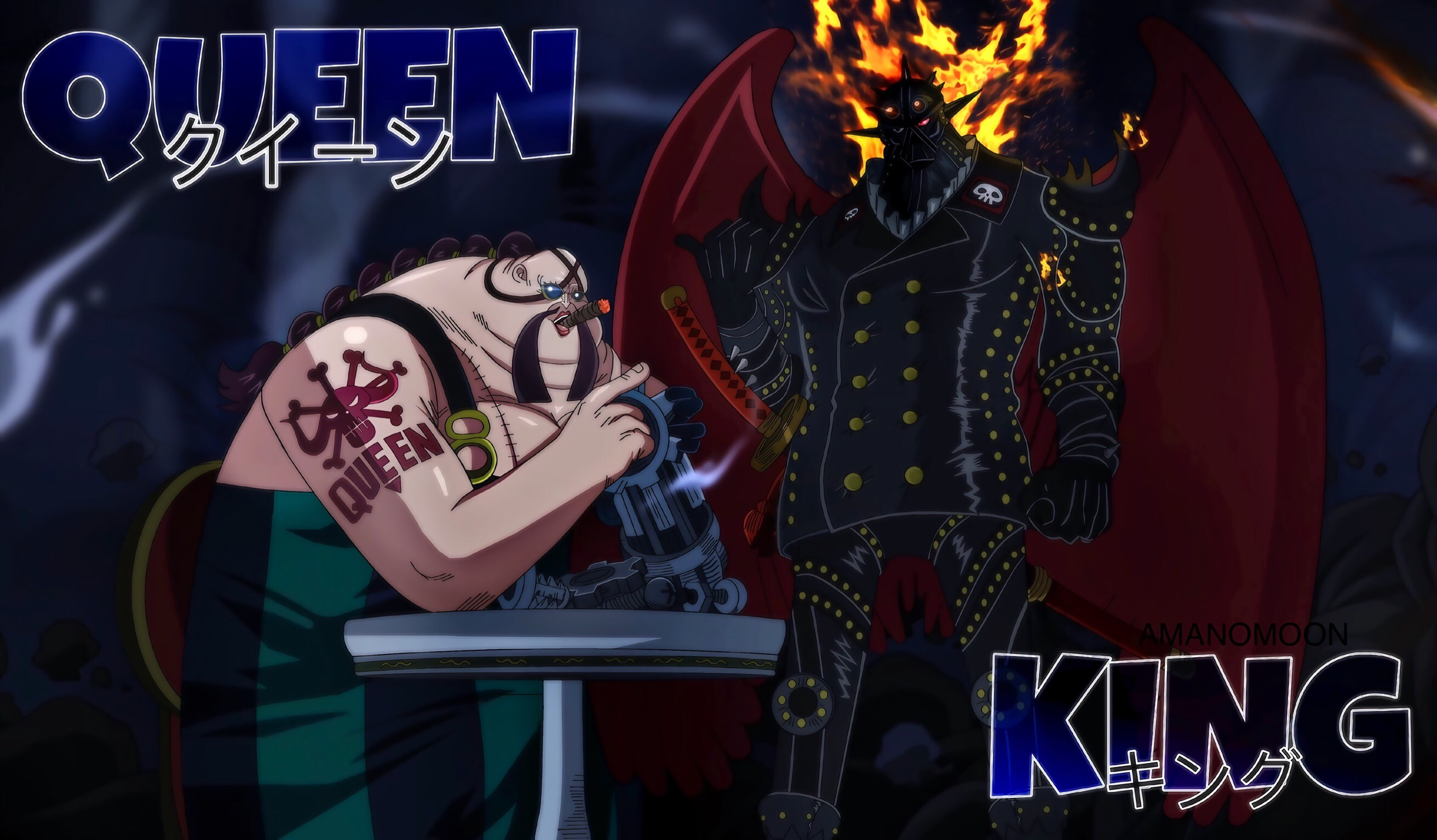 One Piece, 2K, Anime, Queen the Plague, King the Wildfire, HD Wallpaper