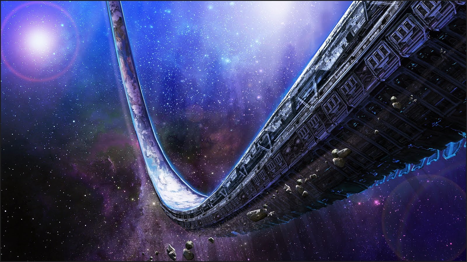 video games, halo, bridge, floating, purple, video, games, 720P, rocks, HD Wallpaper
