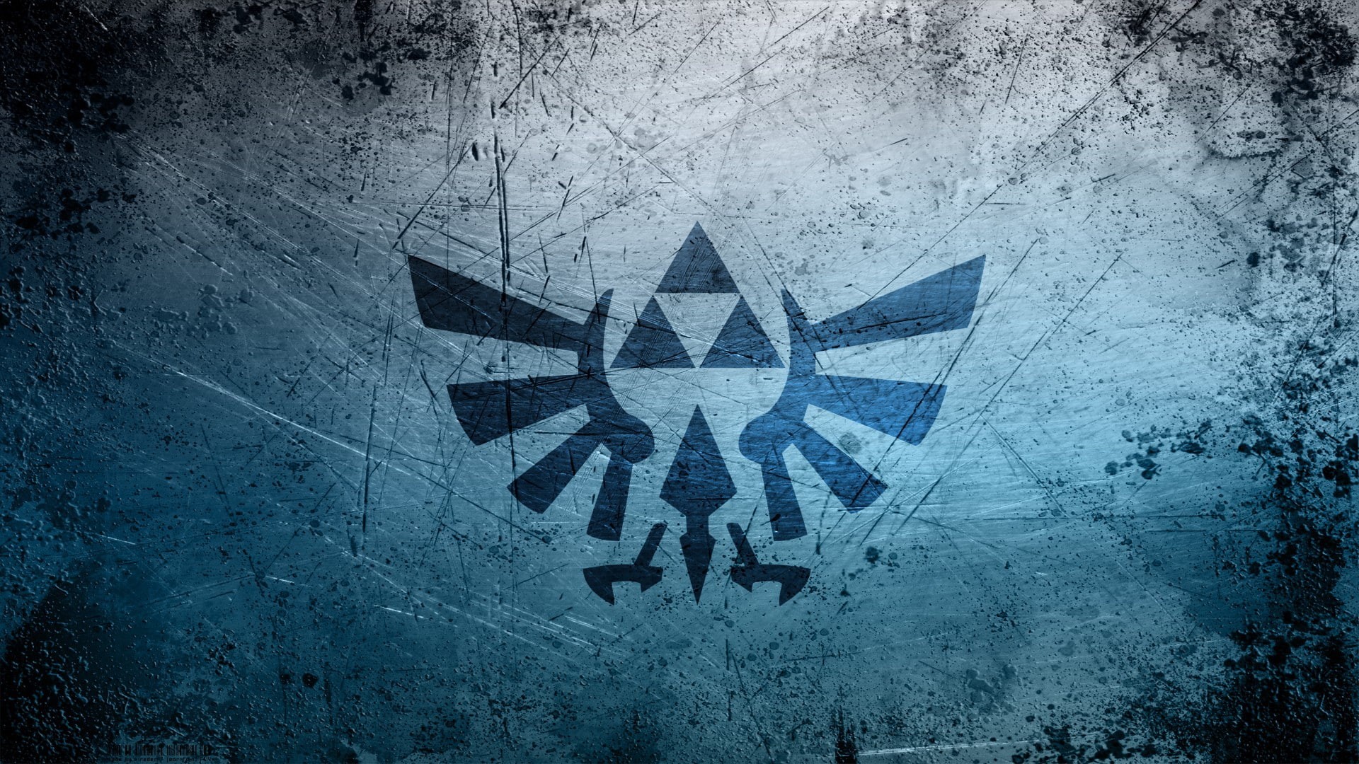 1080P, grunge, hd, Video Games, legend, zelda, art, logos, metal, triforce, x, games, video, Blue, HD Wallpaper