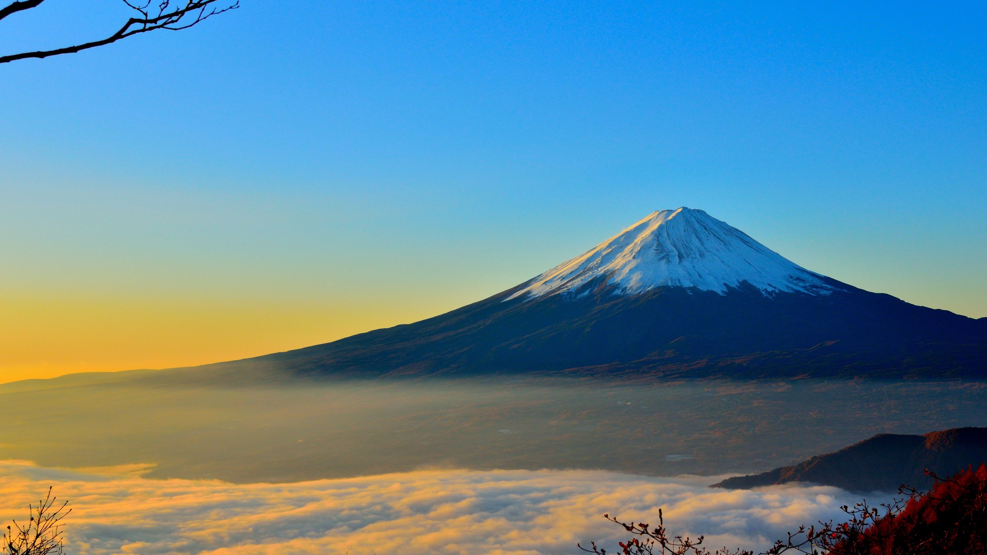sky, cold temperature, clouds, mountain, snowcapped mountain, travel destinations, volcano, environment, fuji, beauty in nature, tranquil scene, land, nature, HD Wallpaper