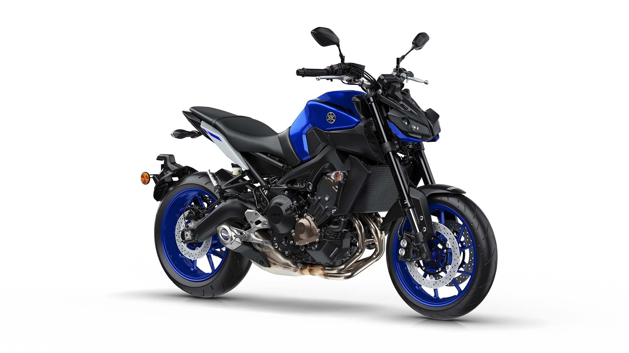 Yamaha MT-09, 2017, indoors, land vehicle, stationary, 1080P, black color, blue, purple, copy space, transportation, cut out, travel, wheel, studio shot, HD Wallpaper