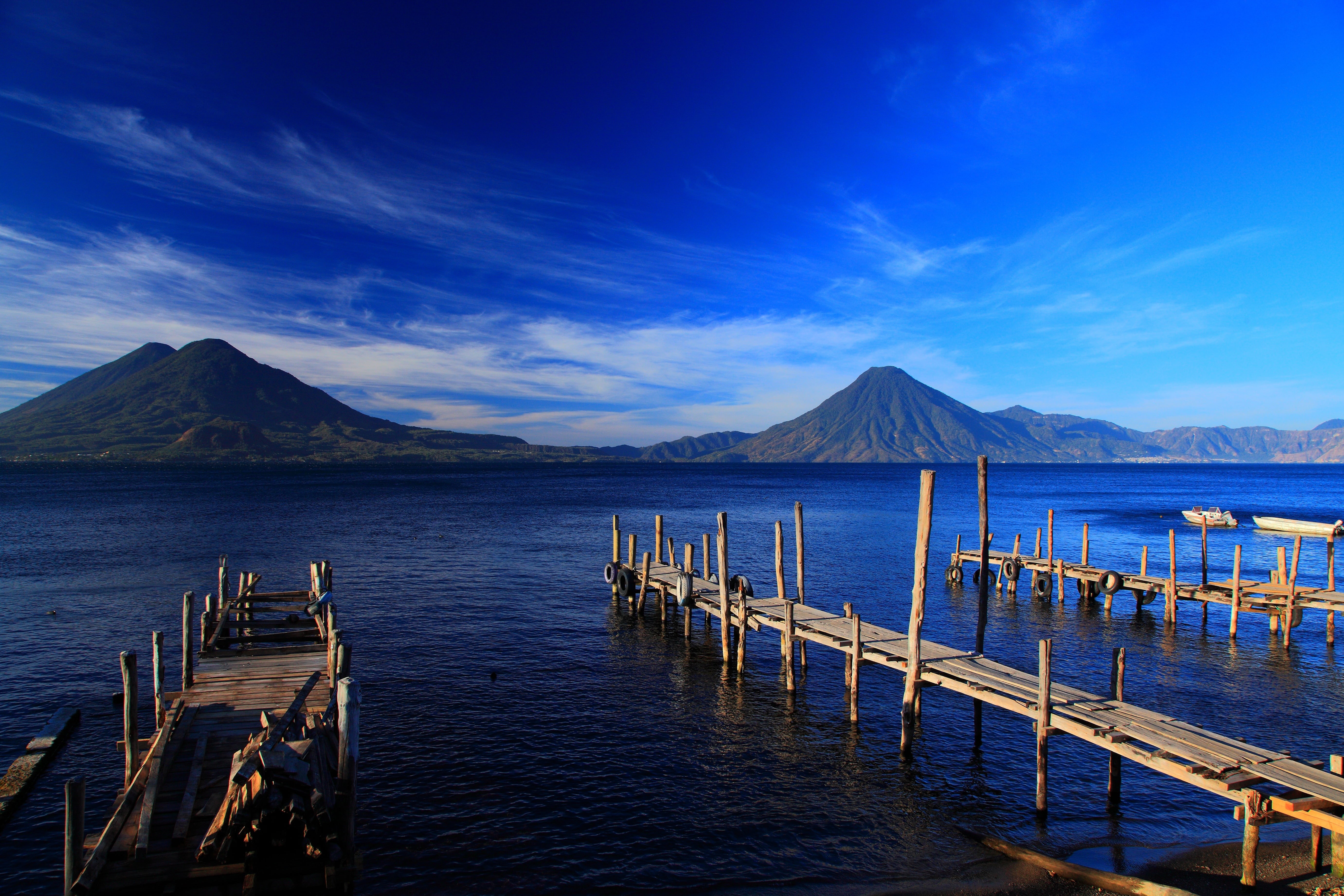 mountain range, travel, sea, mountain Peak, japan, body, asia, sky, beauty In Nature, mountain, lake, mt Fuji, wood - material, famous Place, nature, post, HD Wallpaper