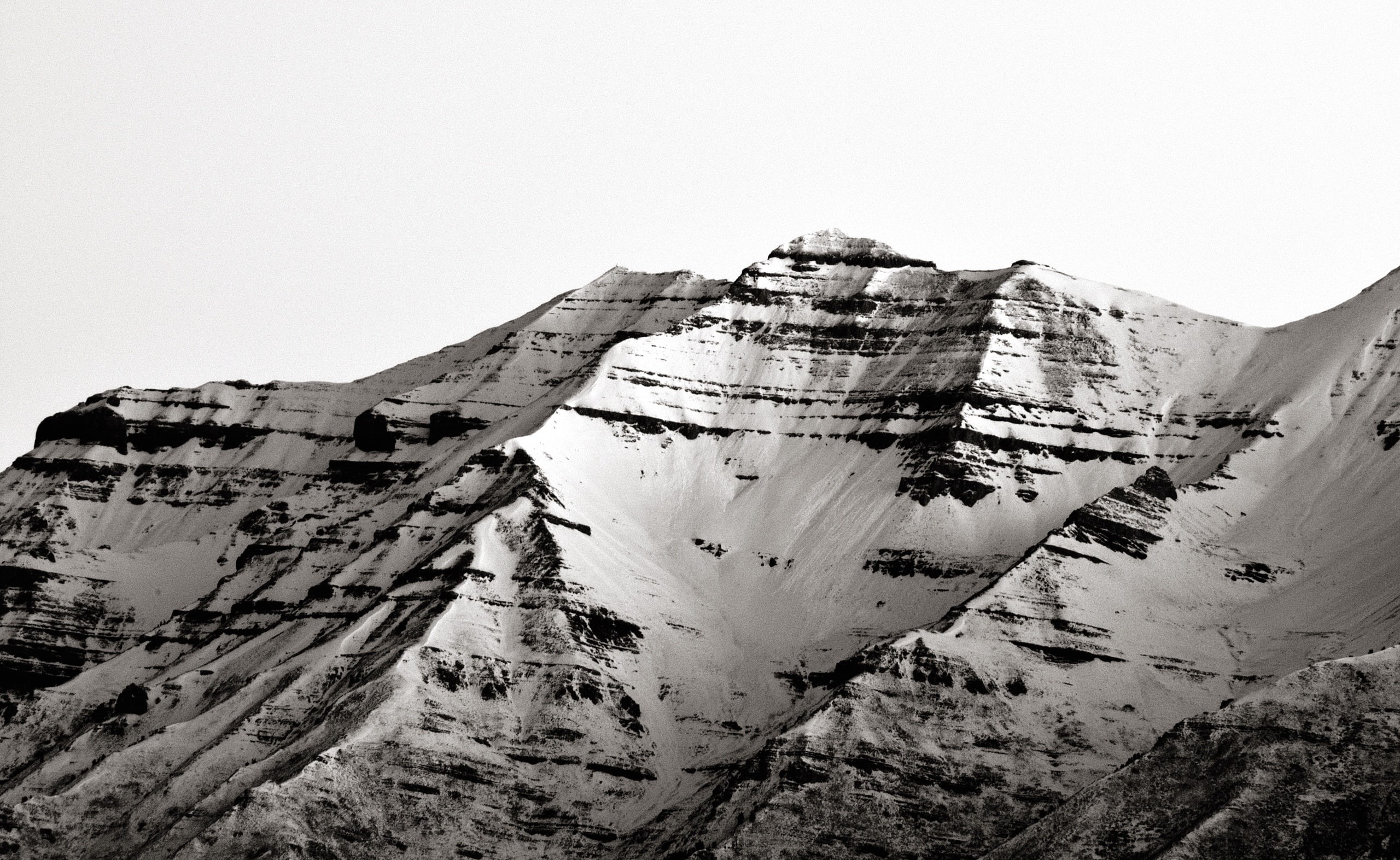 land, Mount, winter, history, travel destinations, damaged, clear sky, nature, the past, Utah, no people, architecture, abandoned, snowcap, mountain, (BW), HD Wallpaper