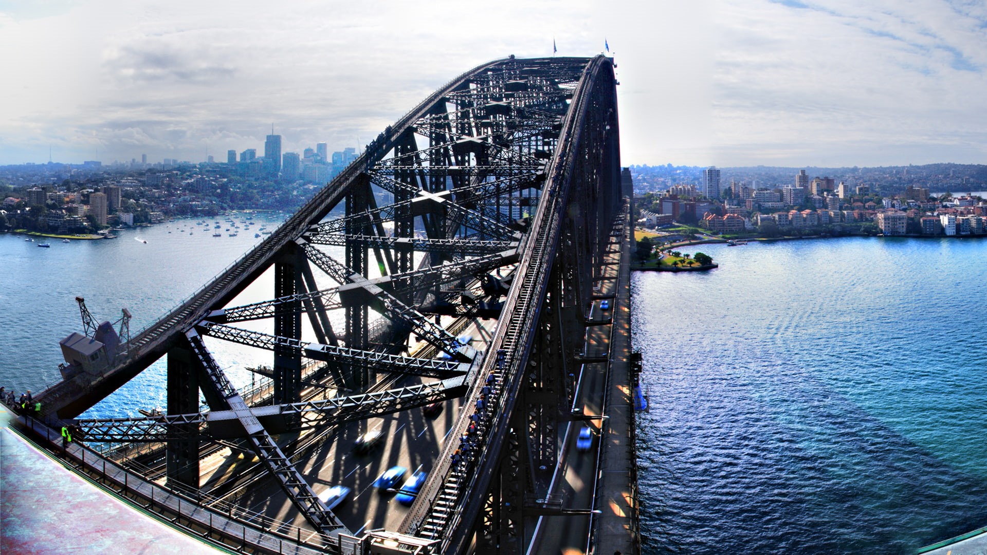 architecture, Australia, 1080P, building, cityscape, water, Sydney, skyscraper, Sydney Harbour Bridge, bridge, HD Wallpaper