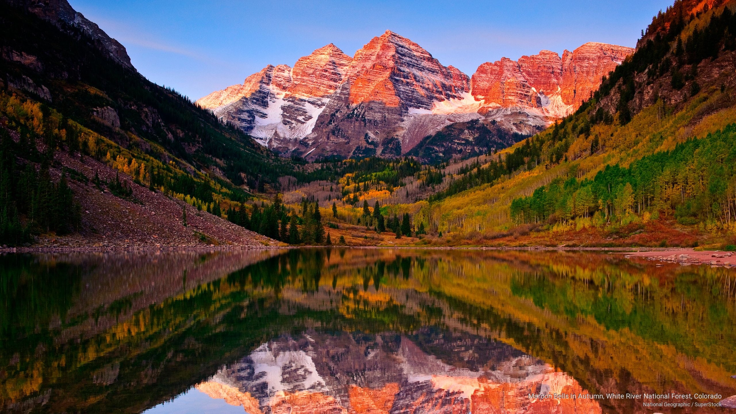 national, maroon, 2K, colorado, bells, Mountains, autumn, white, river, forest, HD Wallpaper