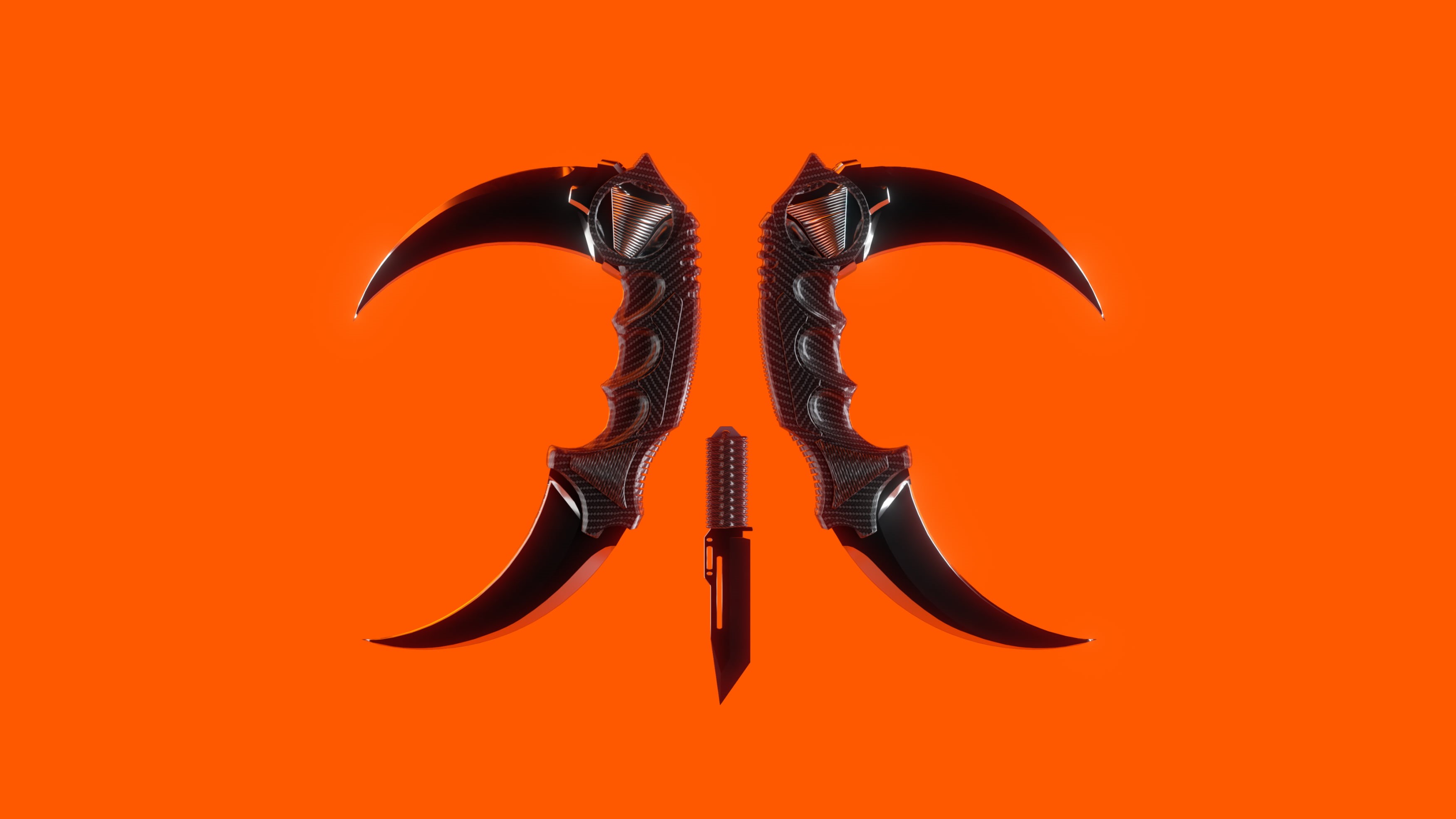 Fnatic, Counter-Strike: Global Offensive, esport, minimalism, abstract, 2K, knife, HD Wallpaper