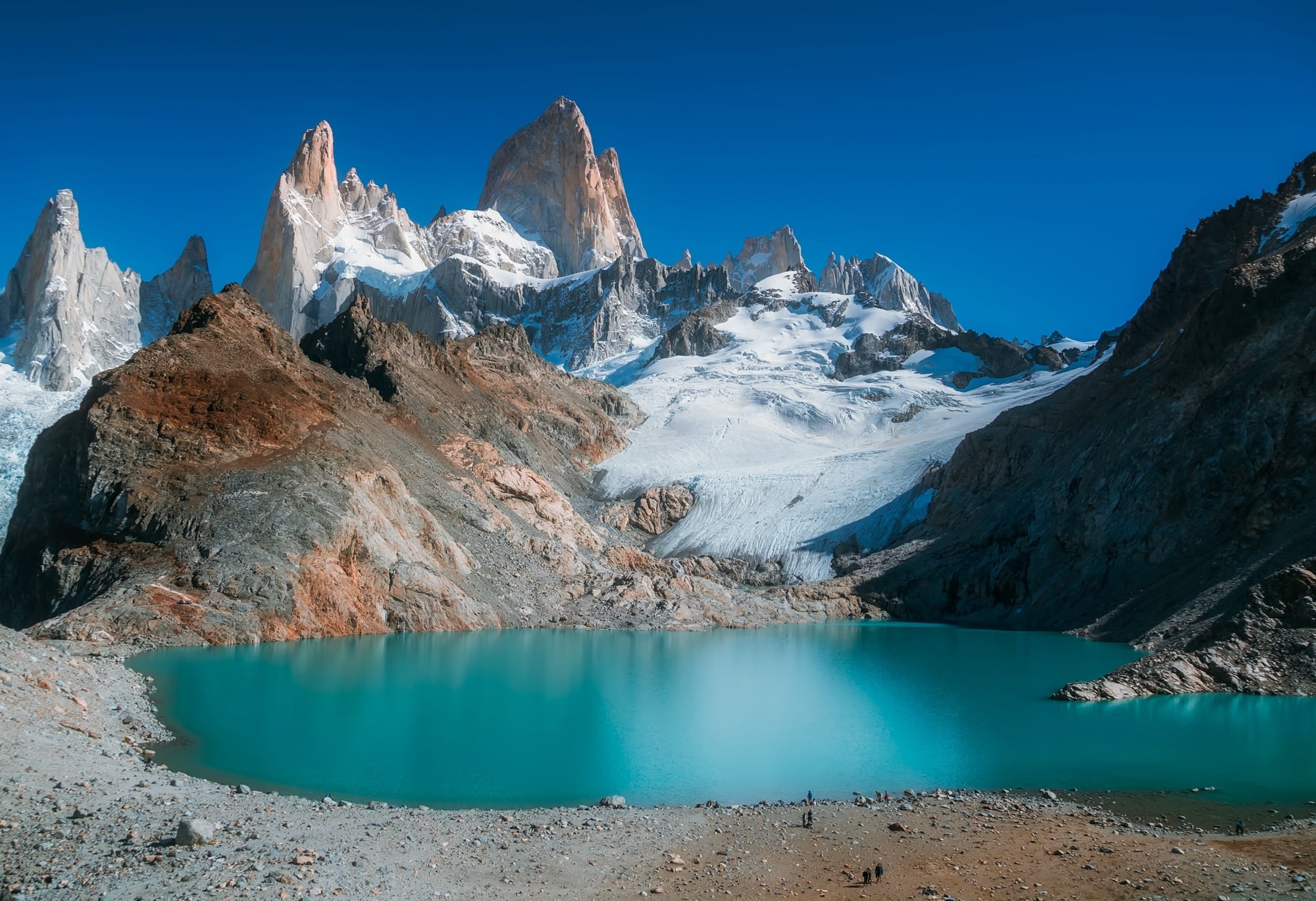 turquoise colored, lagoon, snowcapped mountain, surrounded, tranquility, 1080P, water, winter, mountain peak, scenics - nature, beauty in nature, no people, HD Wallpaper