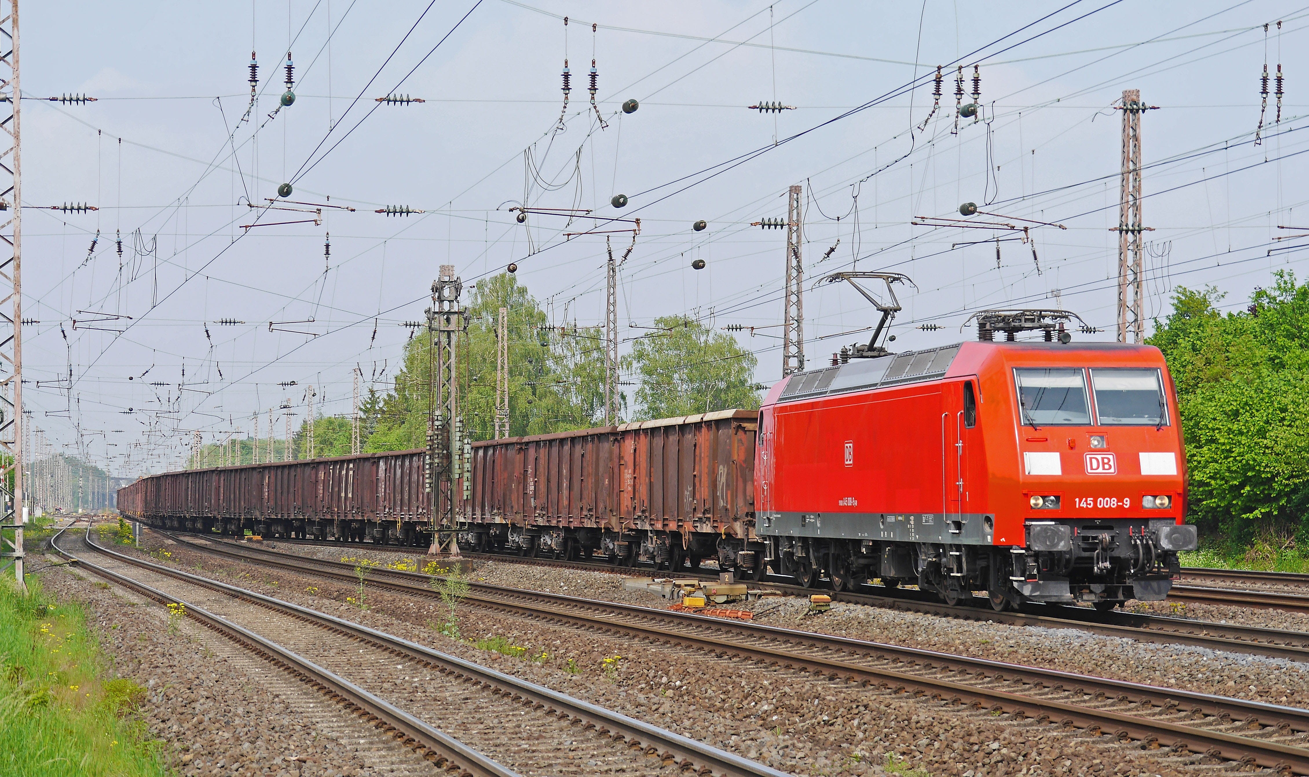 train, hamm, br145, track exchange, electric locomotive, rail traffic, public transportation, Block Train, railroad track, marshalling yard, railway, day, HD Wallpaper