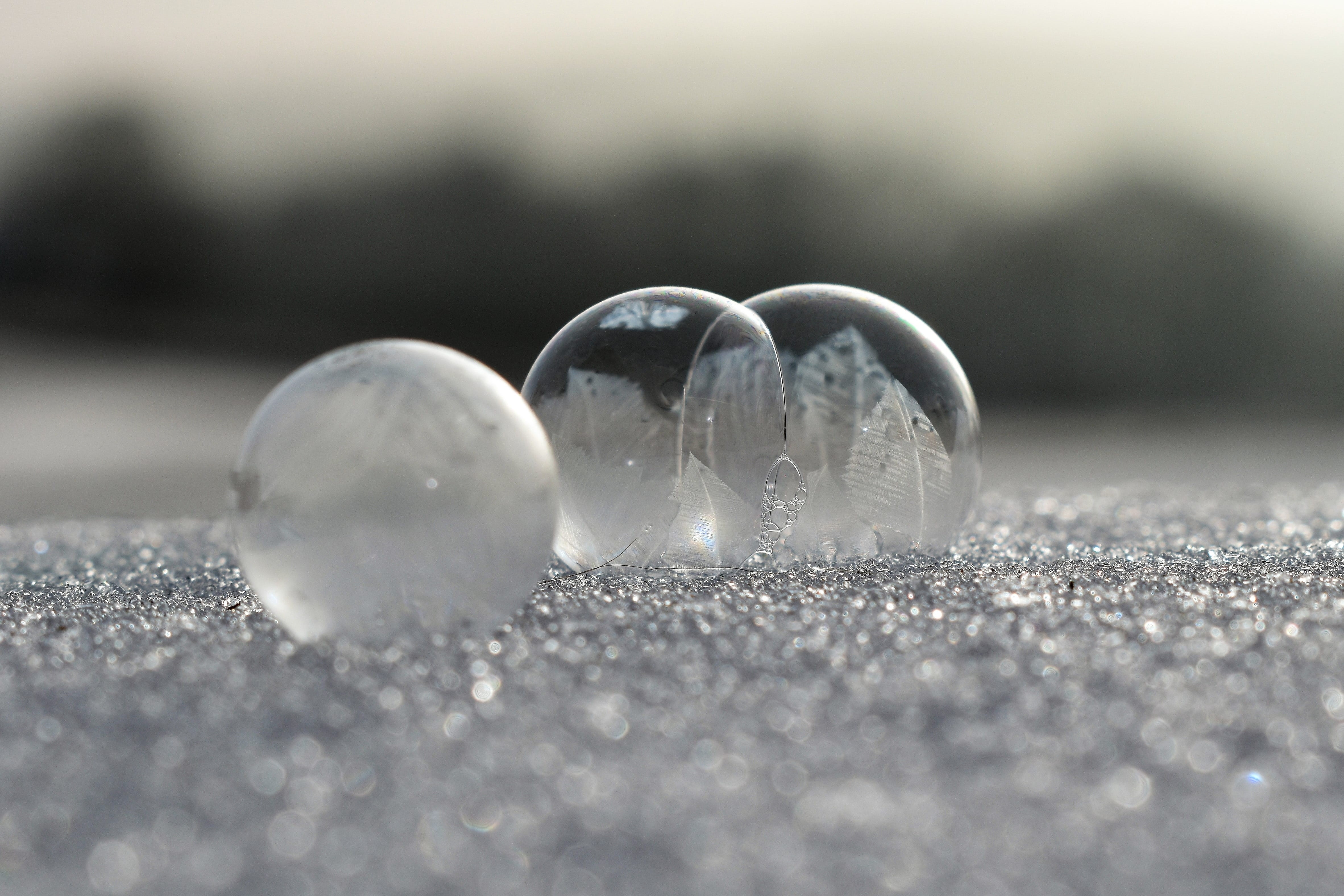 luxury, day, Soap Bubbles, frosted soap bubble, eiskristalle, 4K, shiny, cold, healthcare and medicine, frozen bubble, nature, Frost, melting, winter, HD Wallpaper