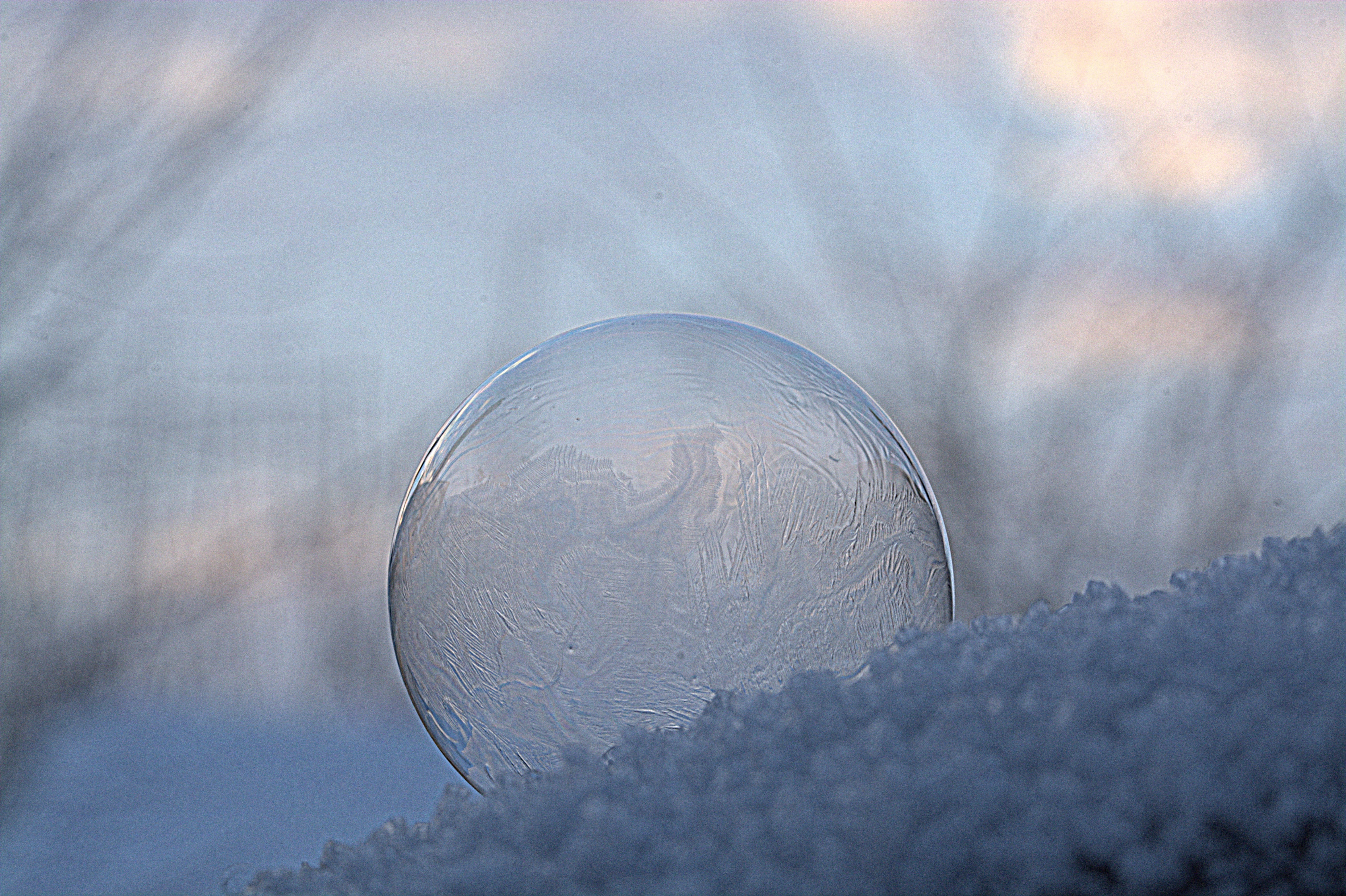 winter, reflection, silver colored, snow, frost globe, ball, focus on foreground, outdoors, vulnerability, ice, gray, close-up, pattern, glass - material, HD Wallpaper