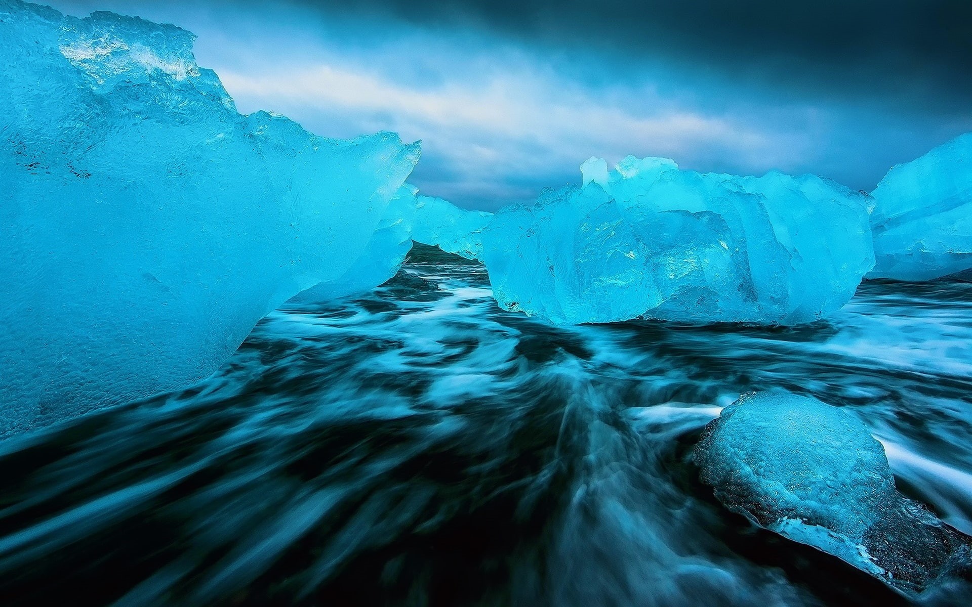1080P, Blue, Sea, Ice, Cold, blocks, Style, HD Wallpaper