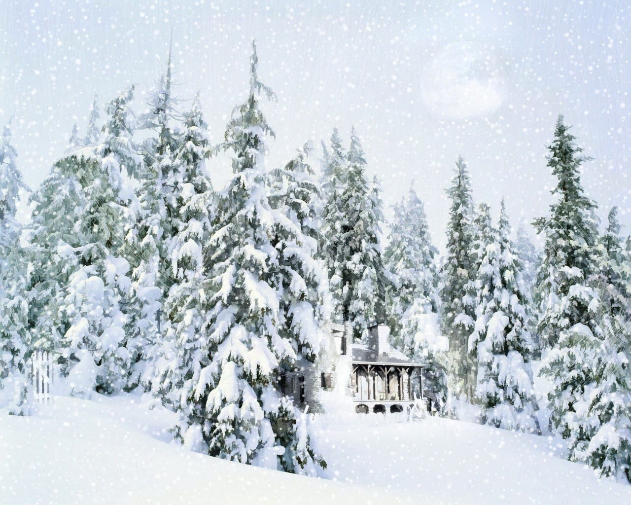 snow, 720P, pine tree, no people, coniferous tree, beauty in nature, tranquility, fir tree, tree, architecture, hut, cabin, built structure, plant, woodland, HD Wallpaper
