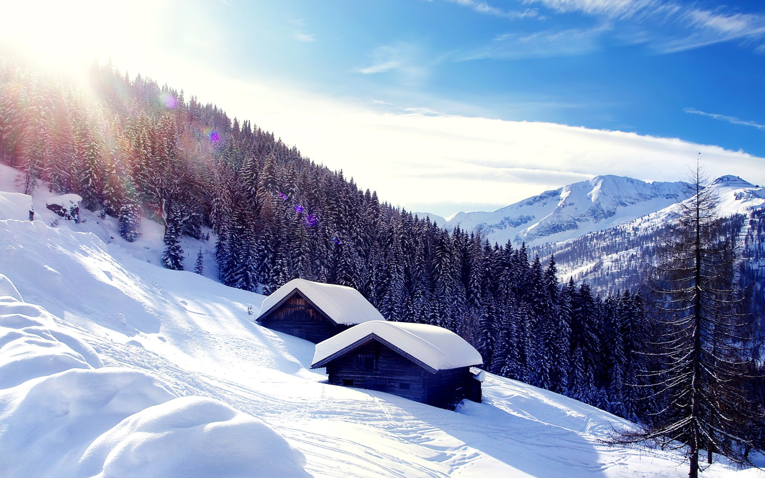 austria, chalet, season, snow, europe, winter, mountains, alps, 2K, travel, HD Wallpaper