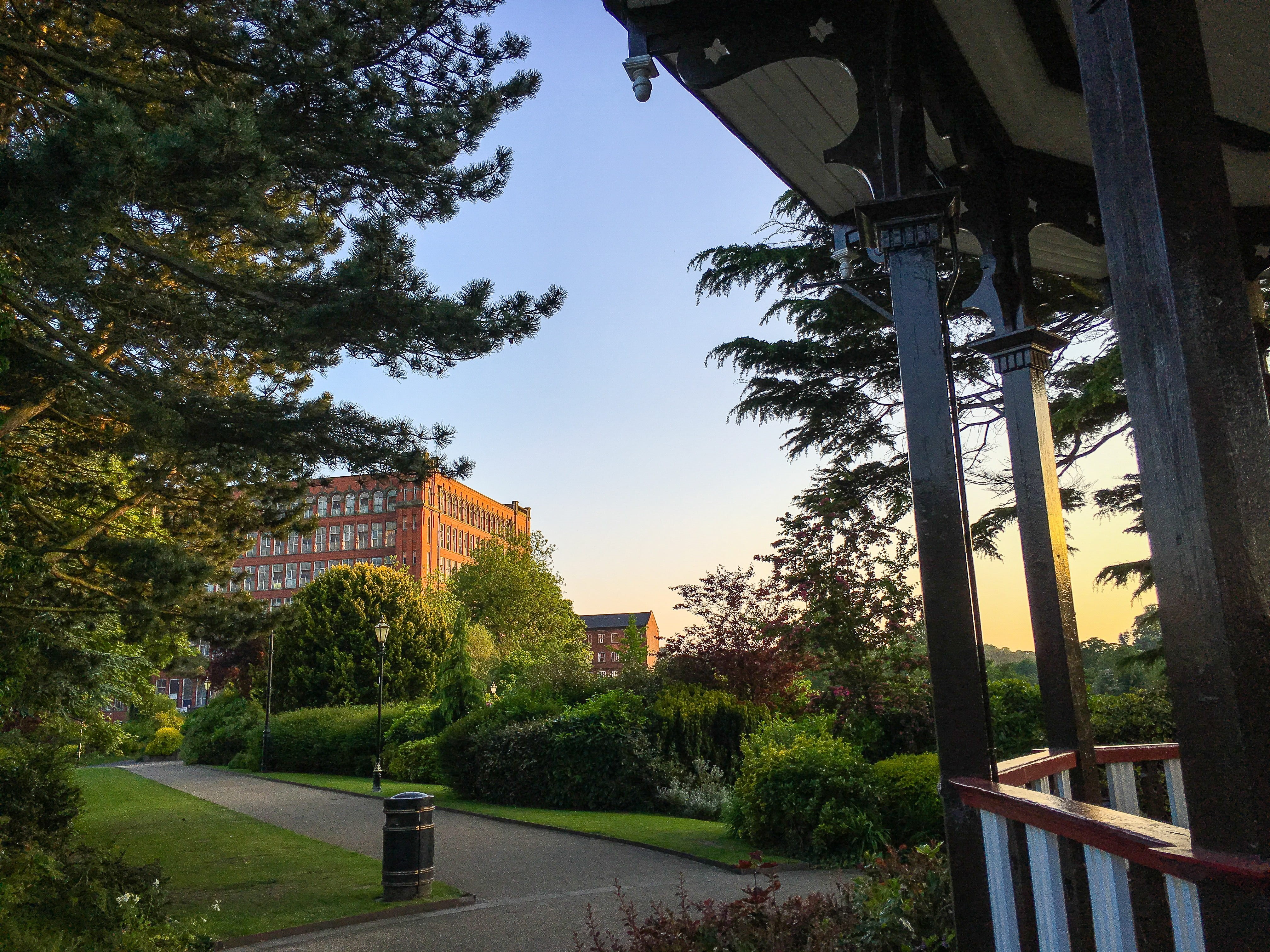 derbyshire, day, river gardens, gardens, city, place, no people, stand, band, park - man made space, building exterior, footpath, trees, plant, bandstand, HD Wallpaper