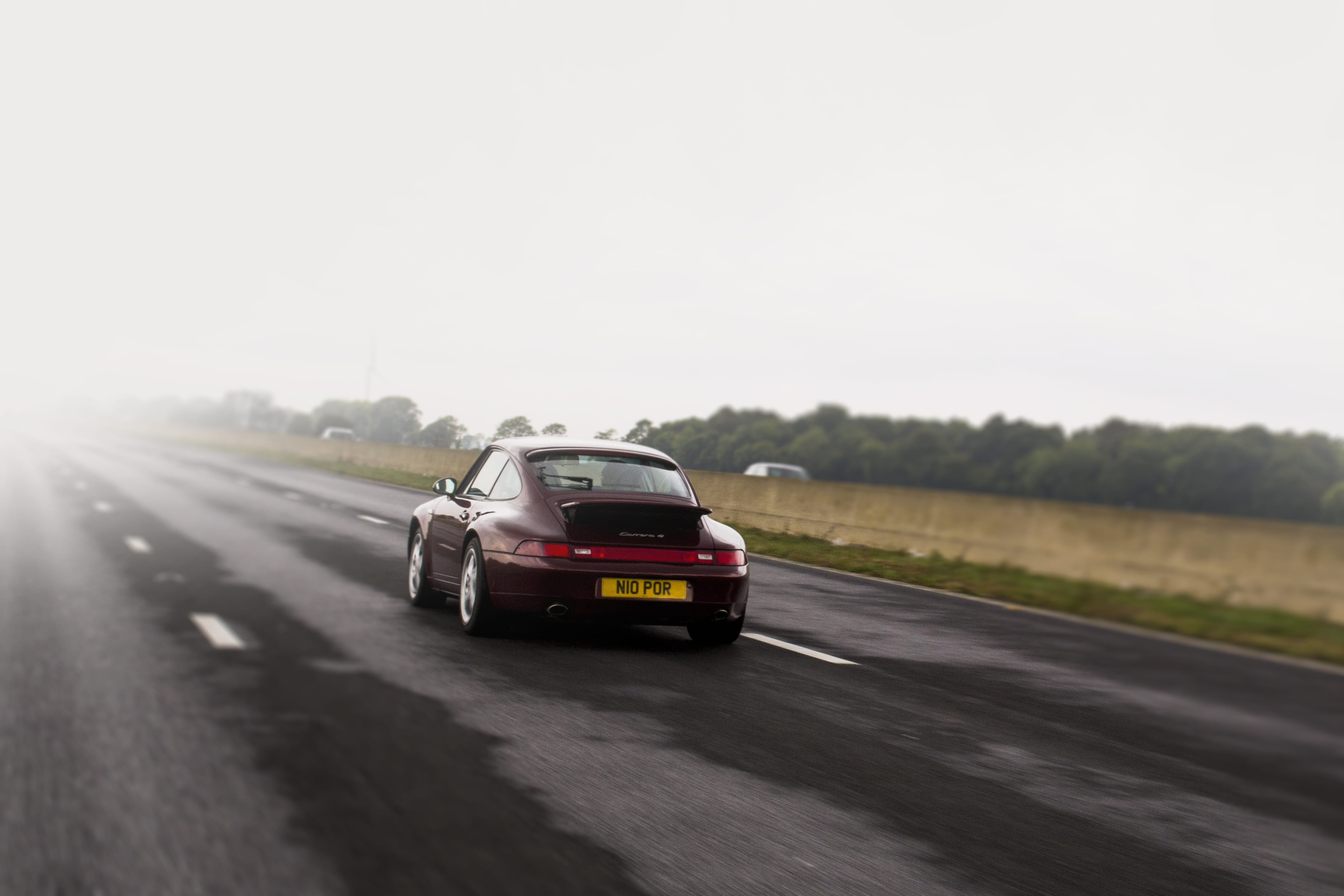 clear sky, 993, on the move, plant, outdoors, 4K, the way forward, transportation, arena, derbyshire, speed, maroon, land vehicle, carrera4, motorway, HD Wallpaper