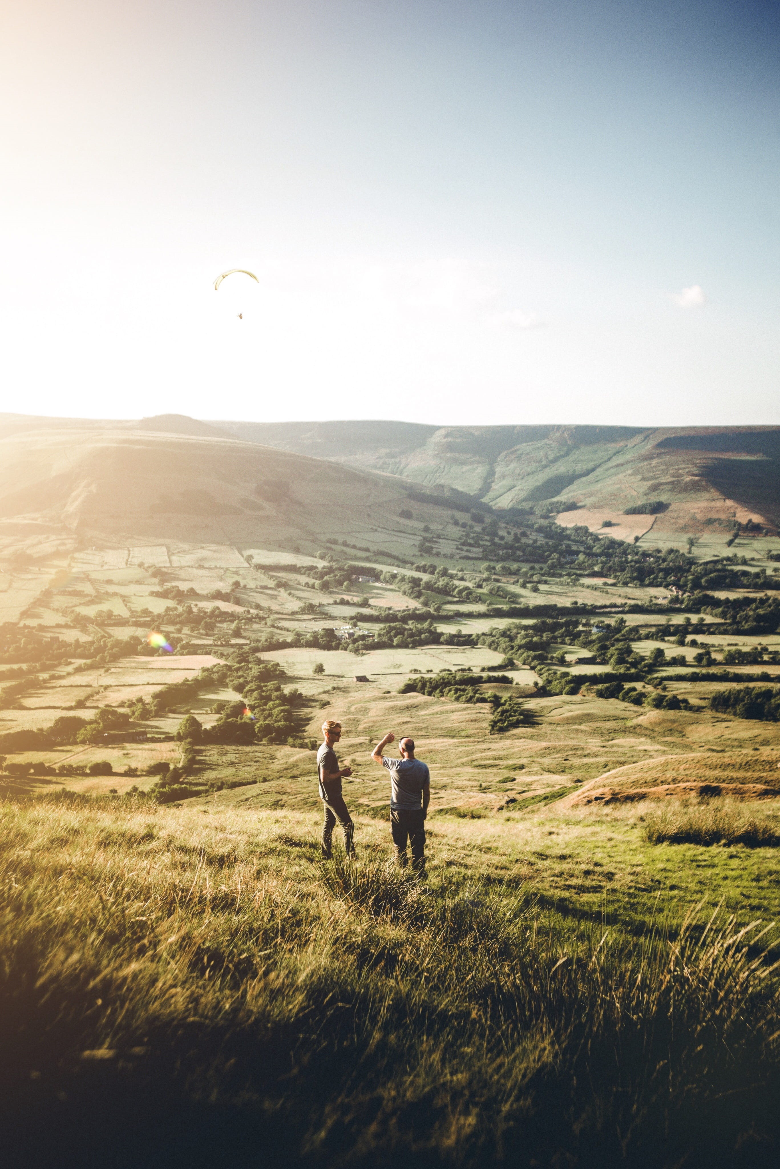 photo, hiking, sky, lifestyles, non-urban scene, mountain, field, grassland, tranquility, day, landscape, peak district national park, plateau, daytime, Phone HD Wallpaper
