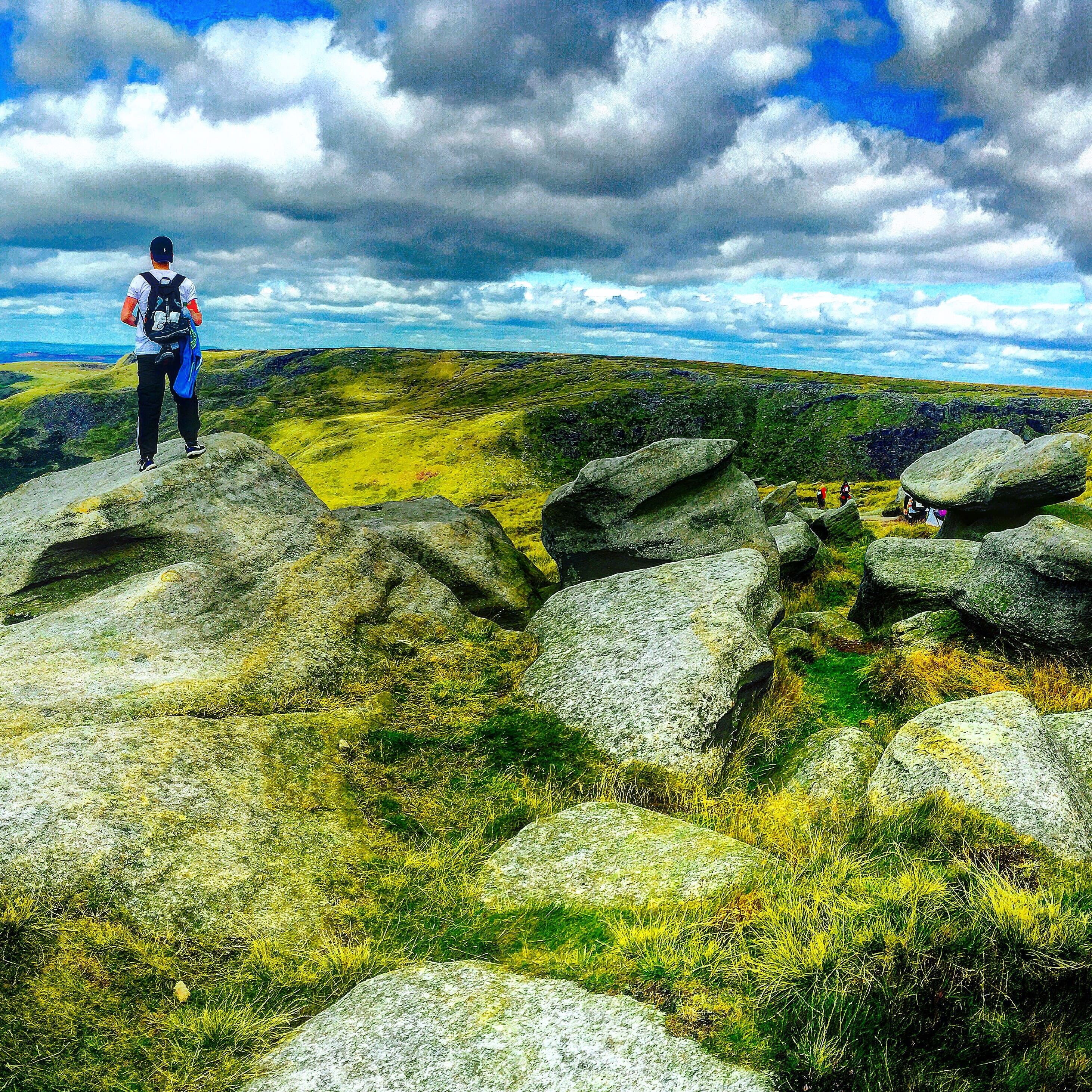 united kingdom, solid, outdoors, peak district, one person, 2K, sky, hike, peak district national park, standing, day, tranquil scene, rock, nature, environment, Phone HD Wallpaper