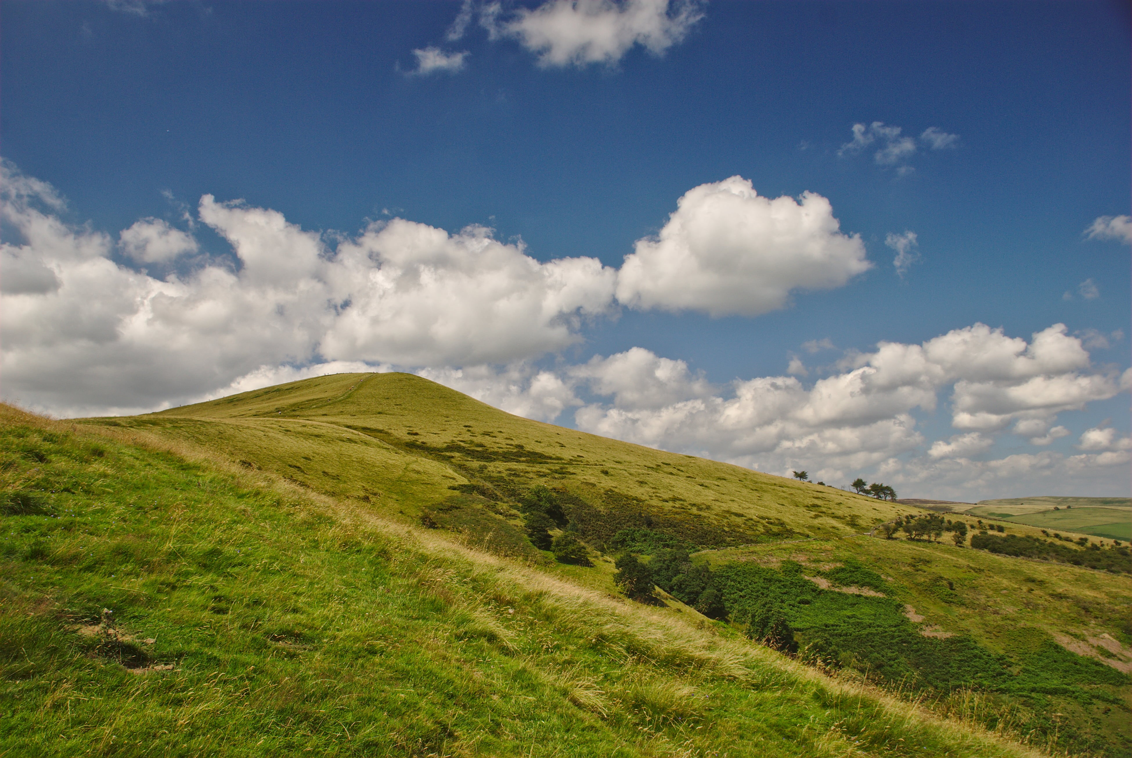 Lords Seat  Rushup Edge, field, daytime, meadow, mountain, 4K, nature, Peak District National Park, Lords Seat, green, UK, United Kingdom, landscape, hill, HD Wallpaper